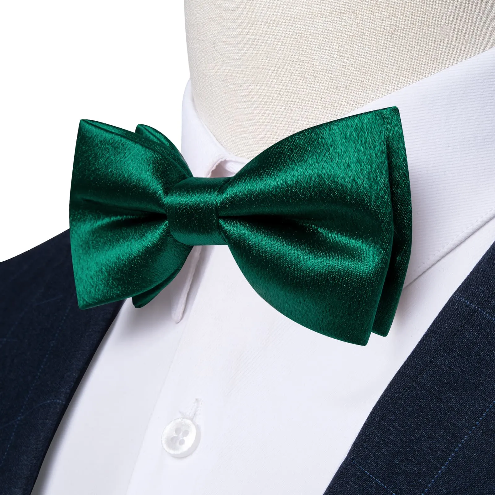 Ties2you Emerald Green Bowtie Pre-tied Solid Tuxedo Bow Tie Handkerchief Cufflinks Set sold by Ties2You product image thumbnail 2
