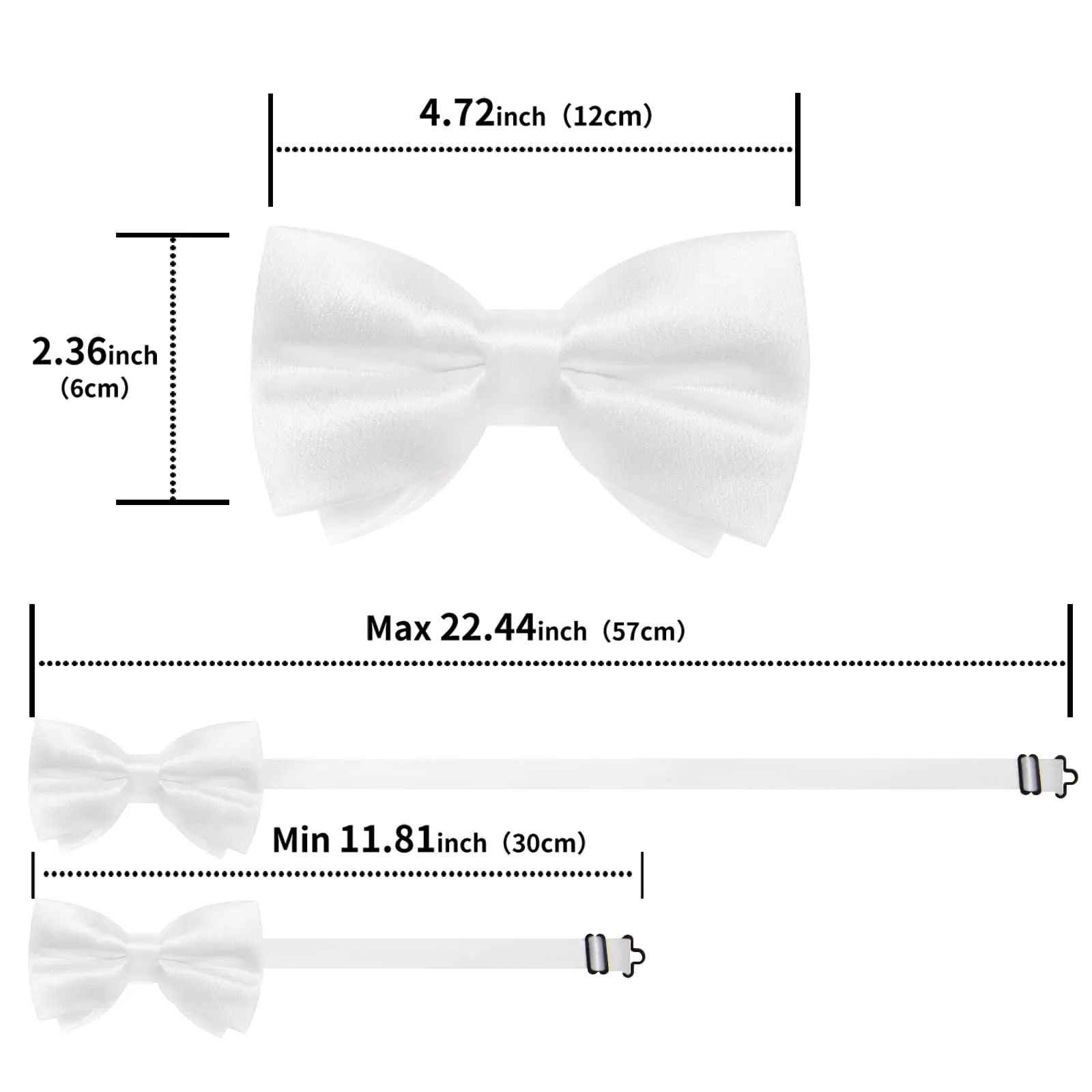 Ties2you White Bowtie Pre-tied Solid Formal Bow Tie Handkerchief Cufflinks Set sold by Ties2You product image thumbnail 5