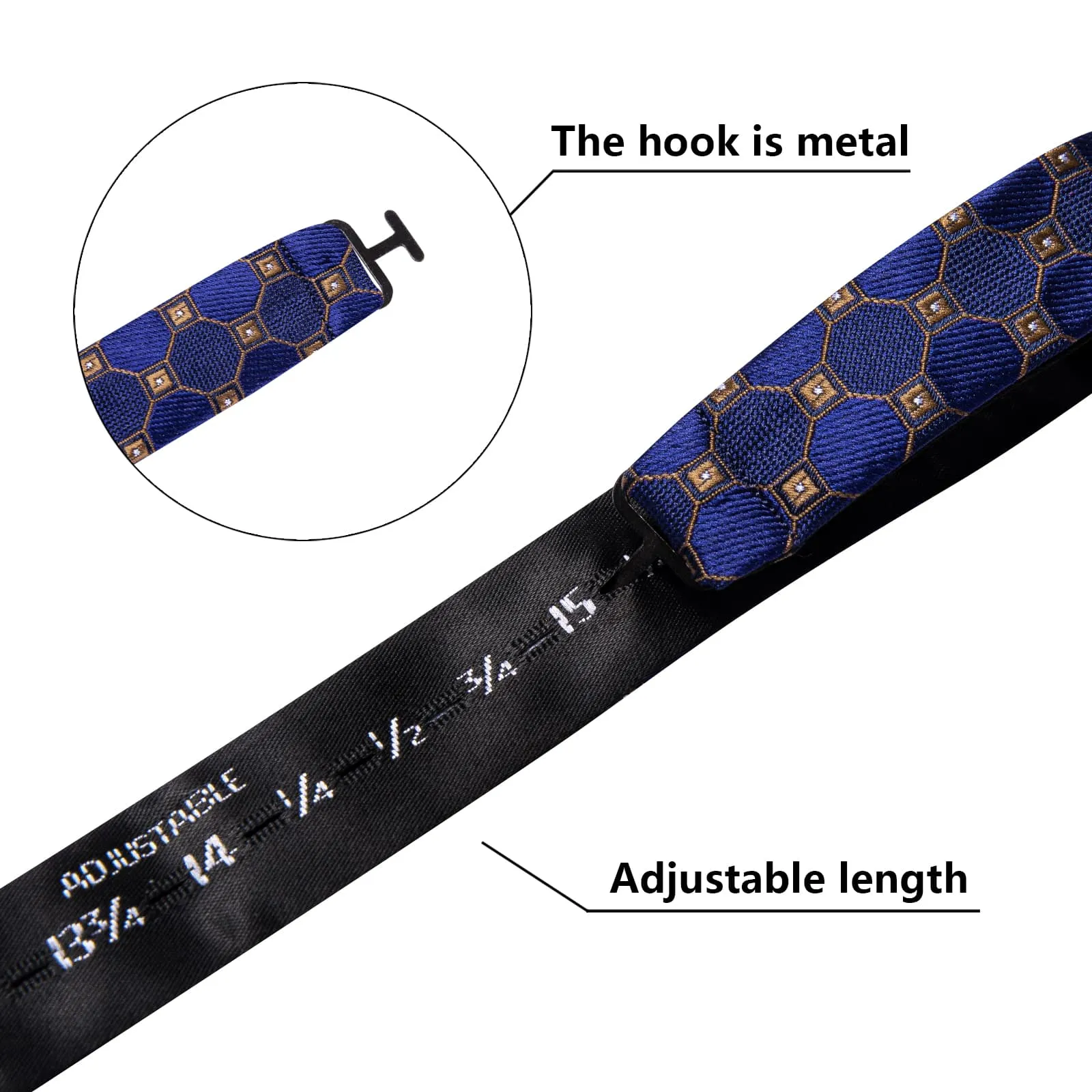 Ties2you Classic Blue Plaid Bowtie Self-tie Business Bow Tie Handkerchief Cufflinks Set sold by Ties2You product image thumbnail 5