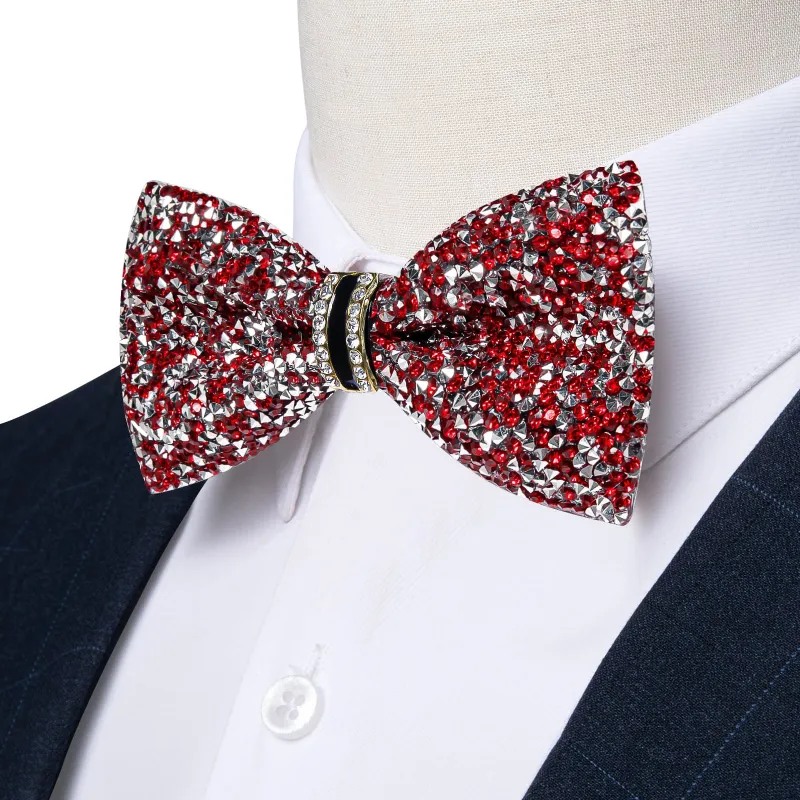 Ties2you Red Rhinestones Bow Tie Pre-tied Tuxedo Bowtie for Men Wedding Party sold by Ties2You