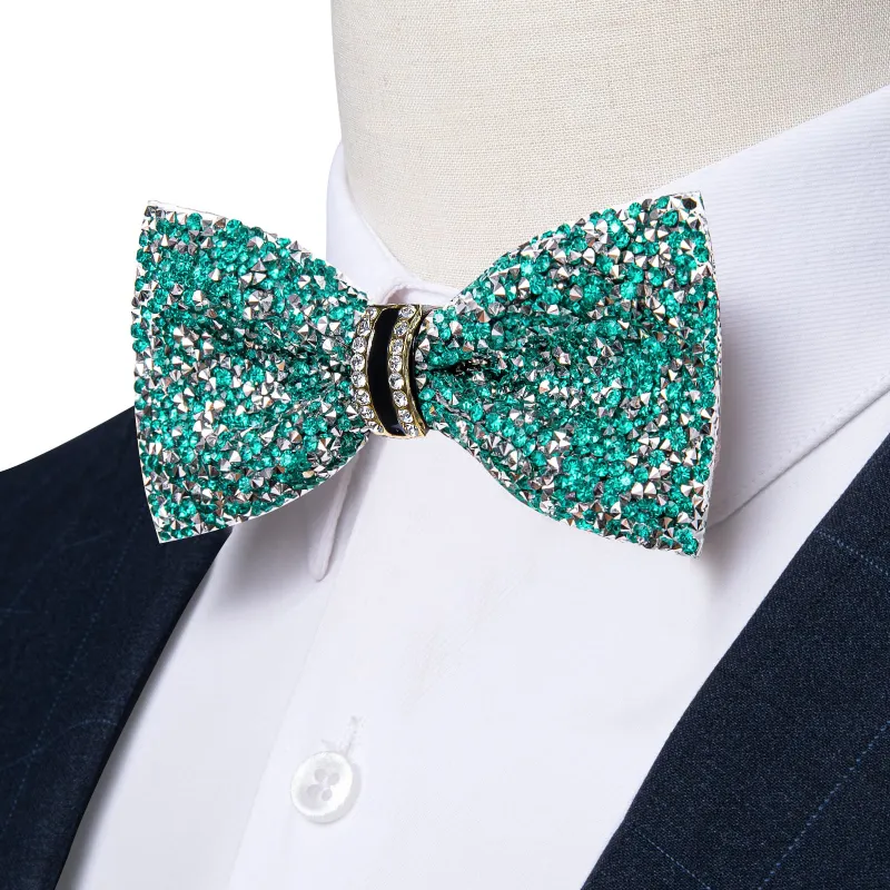Ties2you Aqua Rhinestones Bow Tie Pre-tied Tuxedo Bowtie for Men Wedding Party sold by Ties2You