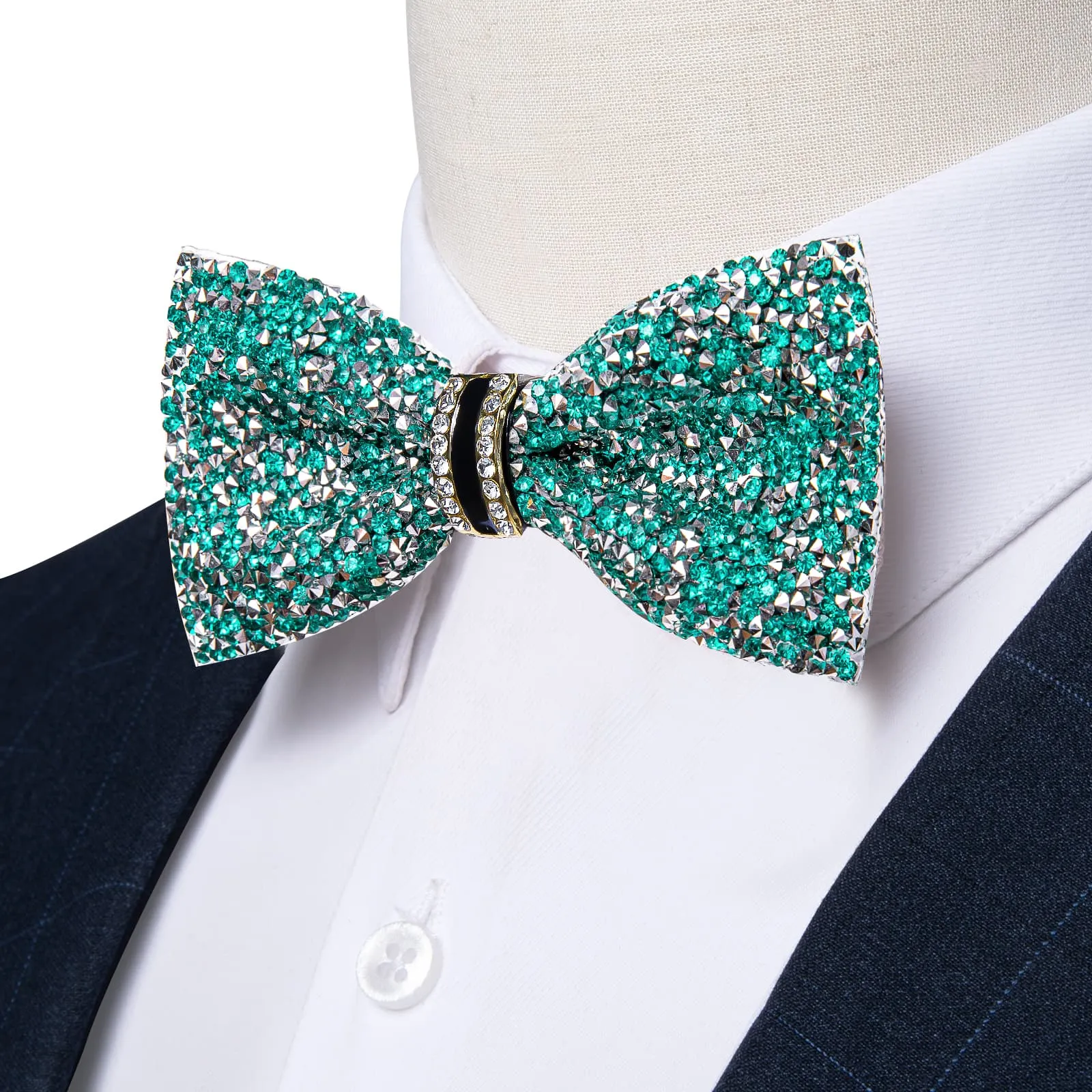 Ties2you Aqua Rhinestones Bow Tie Pre-tied Tuxedo Bowtie for Men Wedding Party sold by Ties2You