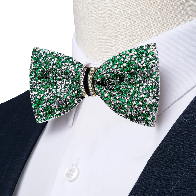 Ties2you Green Rhinestones Bow Tie Pre-tied Tuxedo Bowtie for Men Wedding Party sold by Ties2You