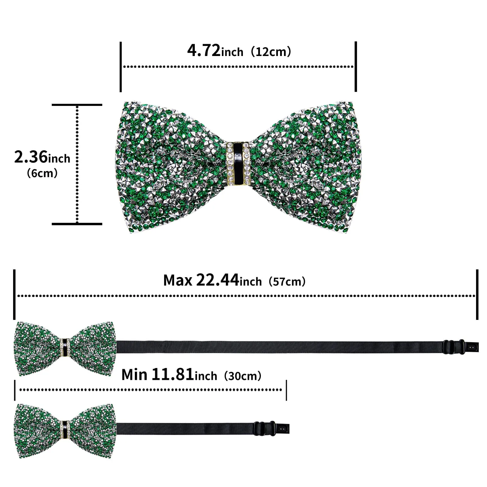 Ties2you Green Rhinestones Bow Tie Pre-tied Tuxedo Bowtie for Men Wedding Party sold by Ties2You product image thumbnail 5
