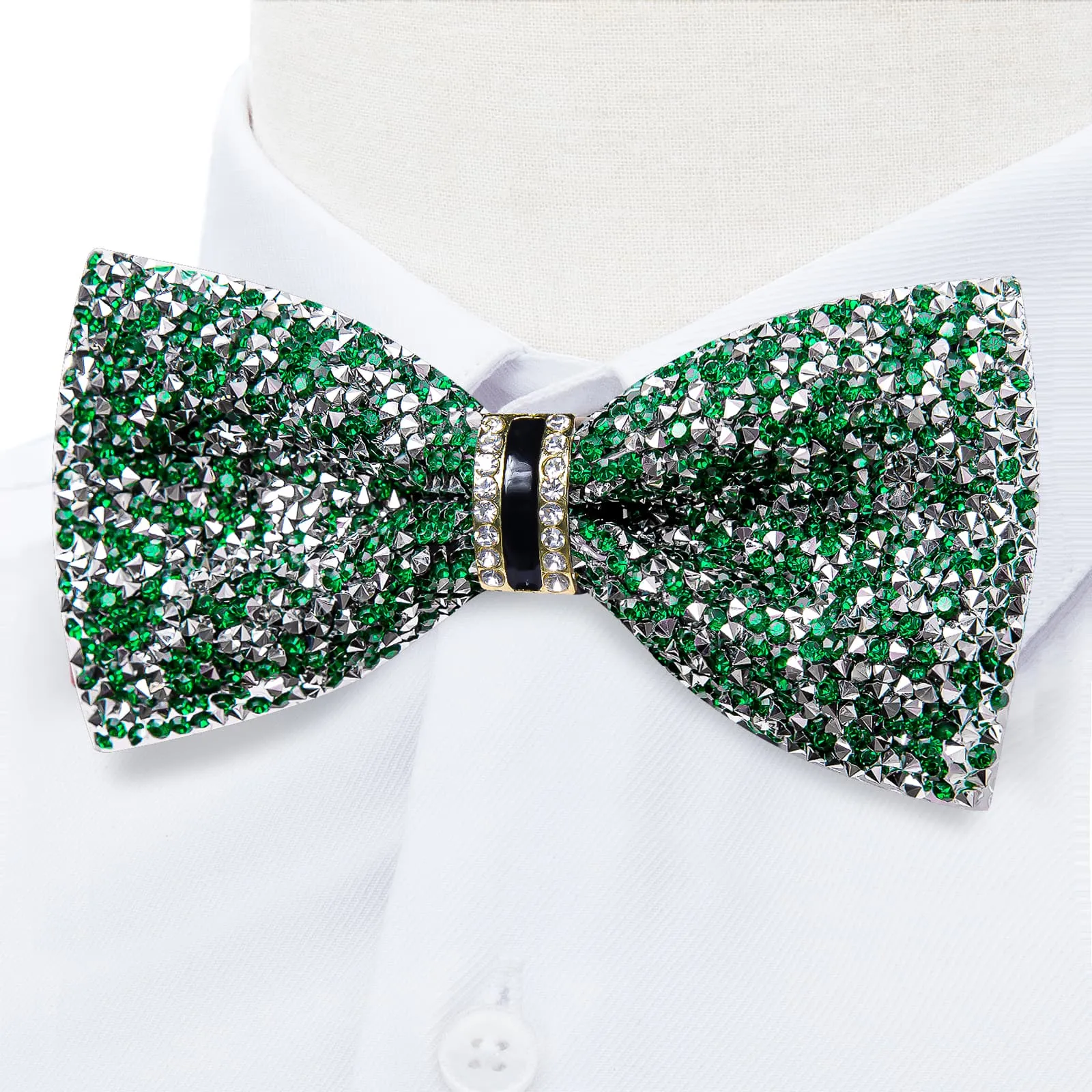 Ties2you Green Rhinestones Bow Tie Pre-tied Tuxedo Bowtie for Men Wedding Party sold by Ties2You product image thumbnail 2