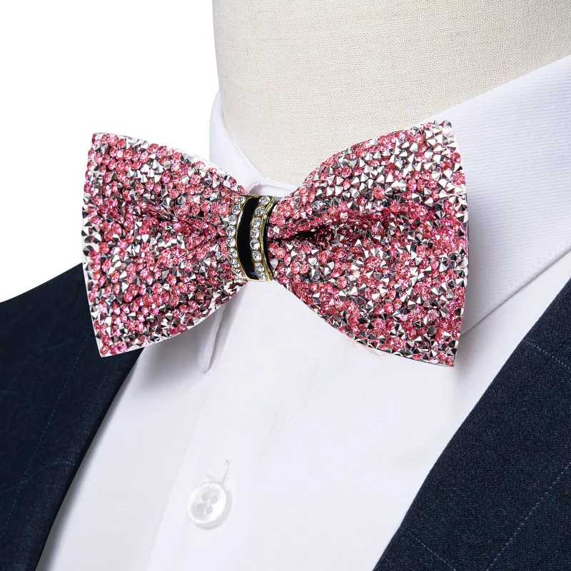 Ties2you Rhinestones Pink Bow Tie Pre-Tied Wedding Party Tuxedo Bowtie for Men sold by Ties2You