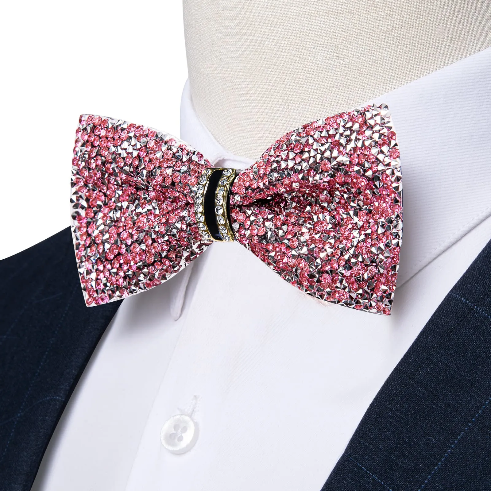 Ties2you Rhinestones Pink Bow Tie Pre-Tied Wedding Party Tuxedo Bowtie for Men sold by Ties2You