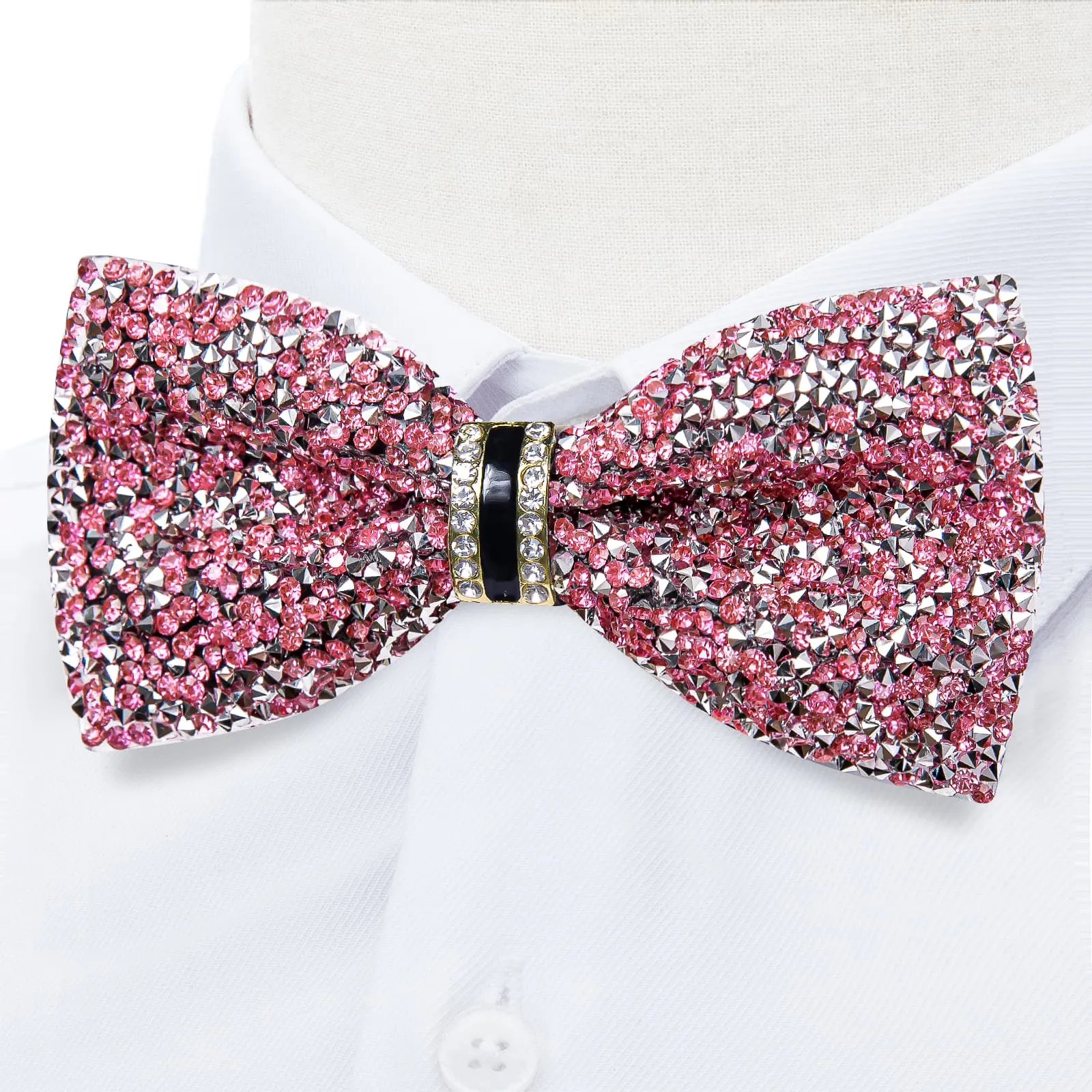 Ties2you Rhinestones Pink Bow Tie Pre-Tied Wedding Party Tuxedo Bowtie for Men sold by Ties2You product image thumbnail 2