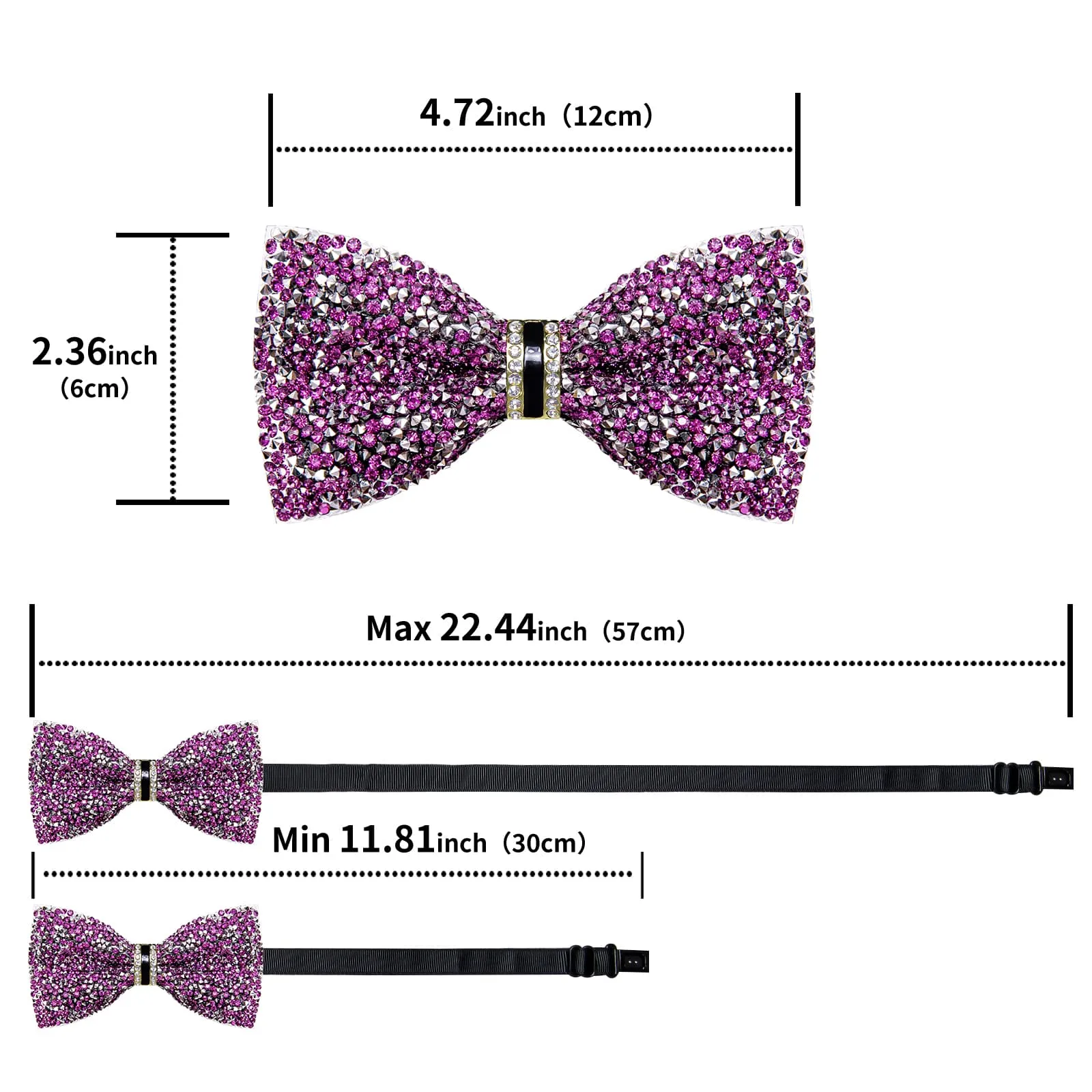 Ties2you Rhinestones Plum Bow Tie Pre-Tied Wedding Party Tuxedo Bowtie for Men sold by Ties2You product image thumbnail 5