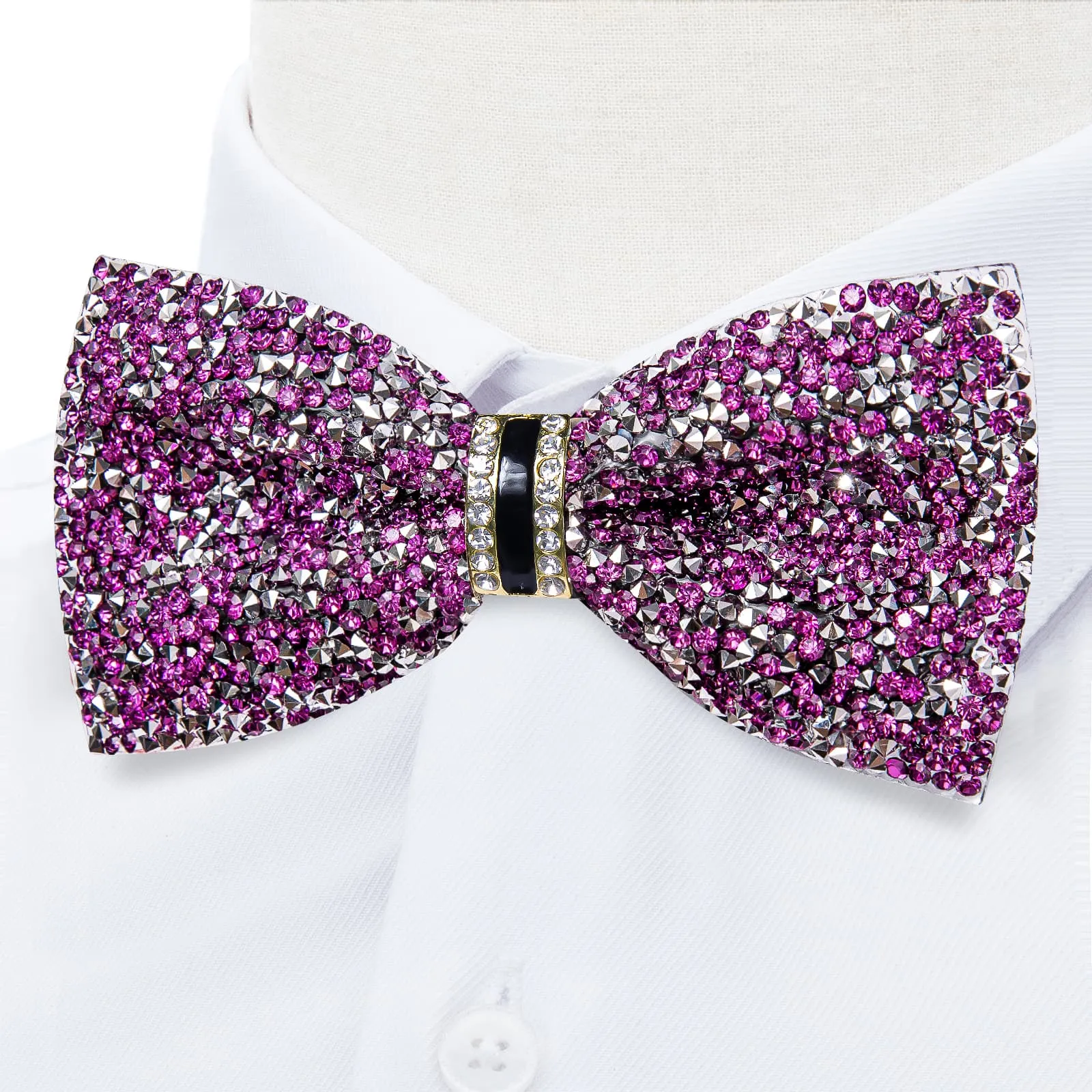Ties2you Rhinestones Plum Bow Tie Pre-Tied Wedding Party Tuxedo Bowtie for Men sold by Ties2You product image thumbnail 2