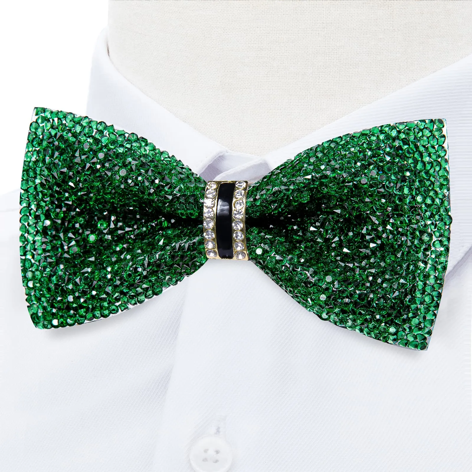 Ties2you Rhinestones Green Bow Tie Pre-Tied Wedding Party Tuxedo Bowtie for Men sold by Ties2You product image thumbnail 2