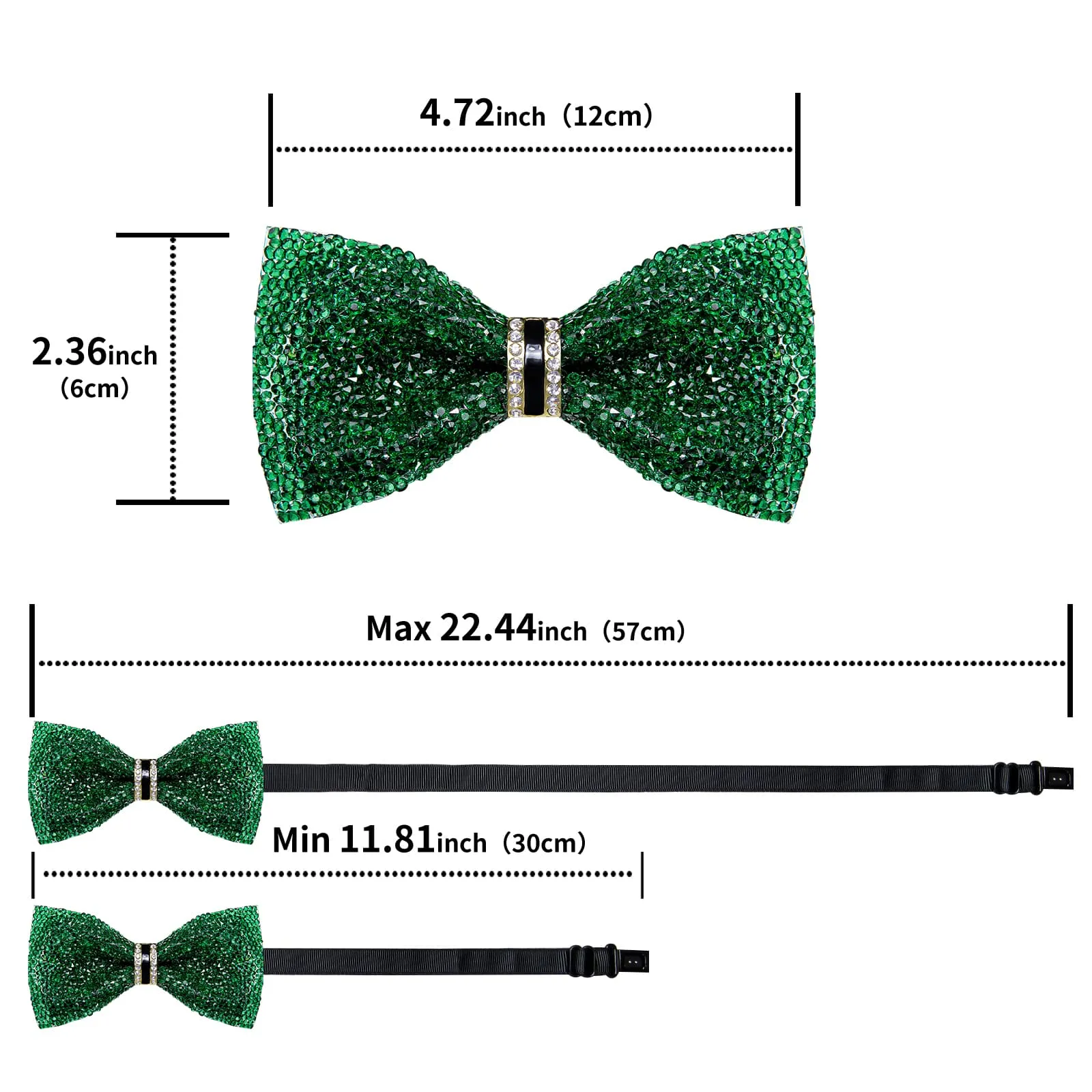 Ties2you Rhinestones Green Bow Tie Pre-Tied Wedding Party Tuxedo Bowtie for Men sold by Ties2You product image thumbnail 5