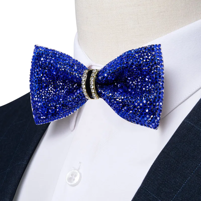 Ties2you Blue Rhinestones Bow Tie Pre-tied Tuxedo Bowtie for Men Wedding Party sold by Ties2You