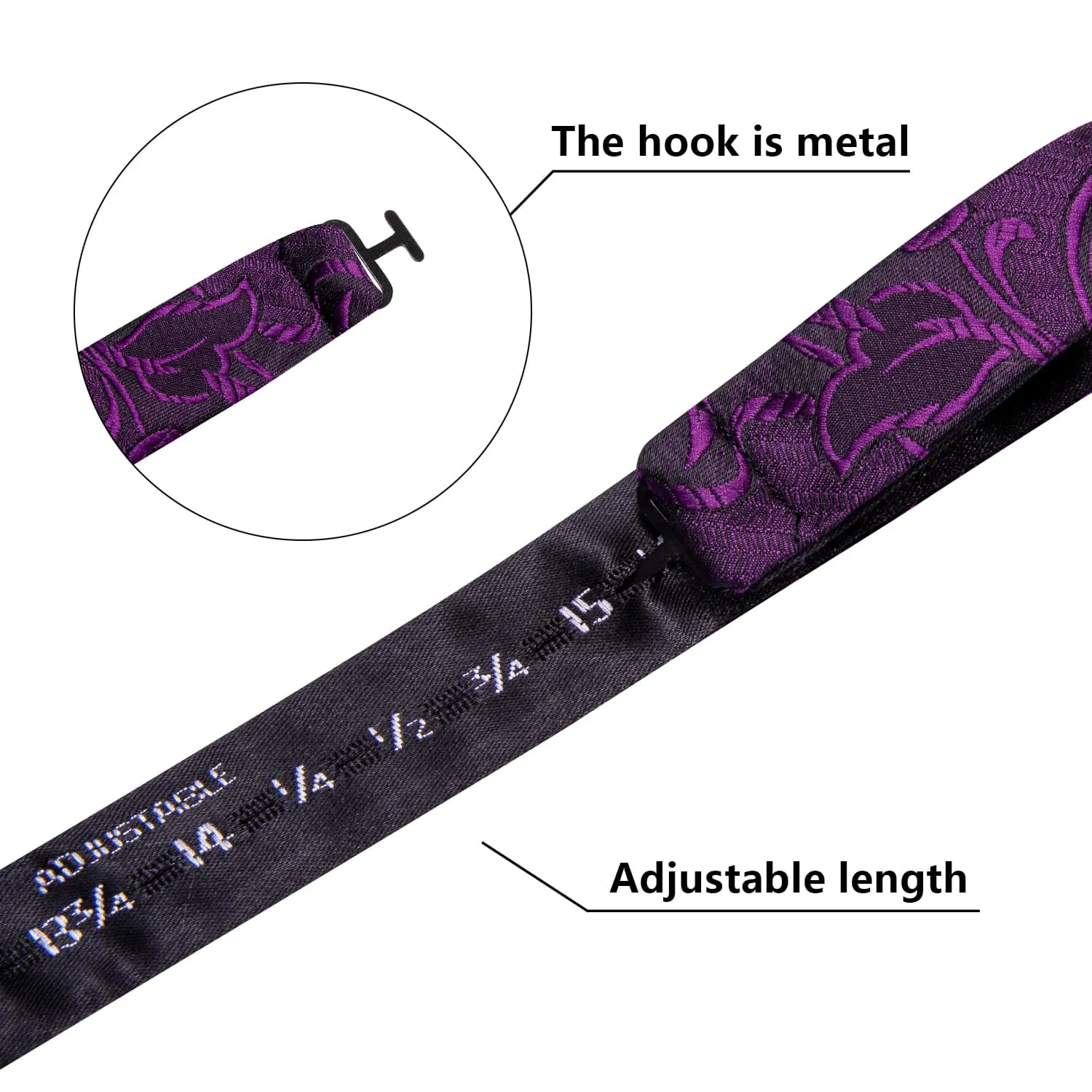 Ties2you Violet Floral Bow Ties Self-tie Tuxedo Bowtie Pocket Square Cufflinks Set sold by Ties2You product image thumbnail 5