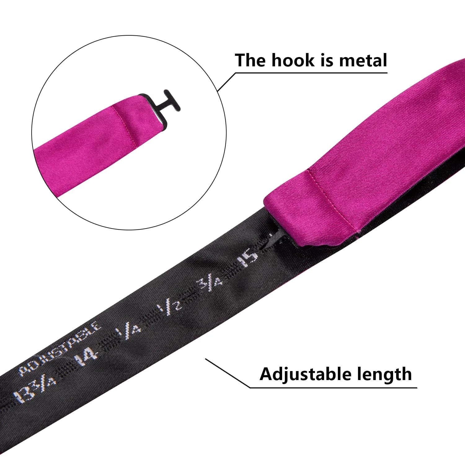 Ties2you Hot Pink Solid Bowtie Self-tie Formal Bow Tie Pocket Square Cufflinks Set sold by Ties2You product image thumbnail 5