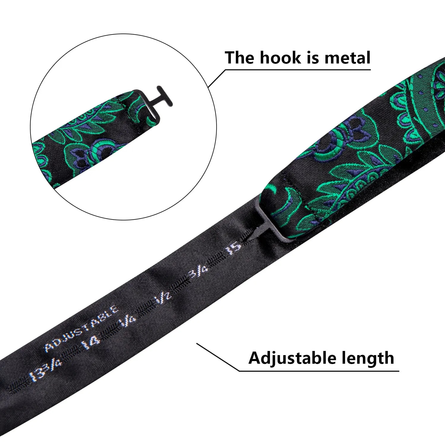 Ties2you Forest Green Paisley Bow Ties Self-tie Tuxedo Bowtie Pocket Square Cufflinks Set sold by Ties2You product image thumbnail 5