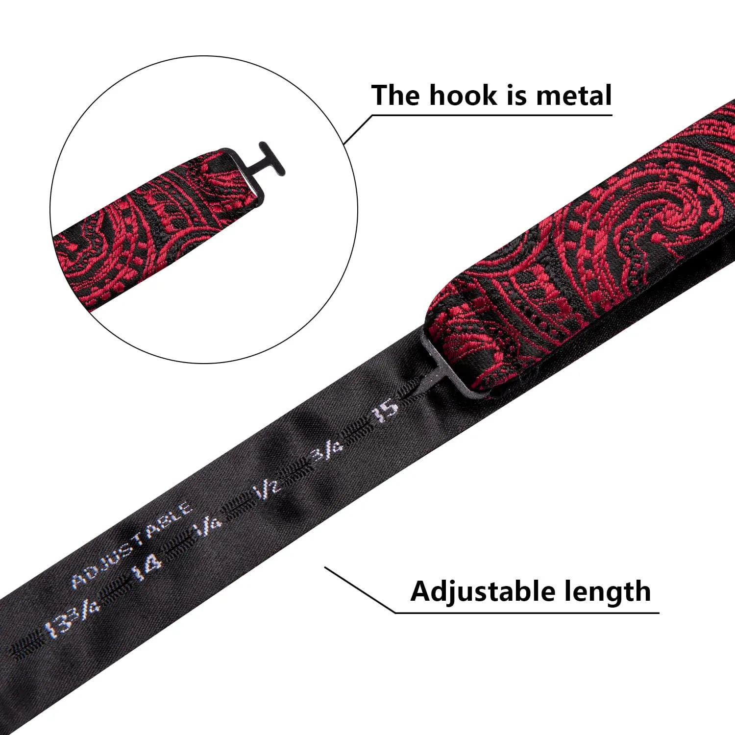 Ties2you Burgundy Paisley Bowtie Self-tie Wedding Bow Tie Pocket Square Cufflinks Set sold by Ties2You product image thumbnail 5