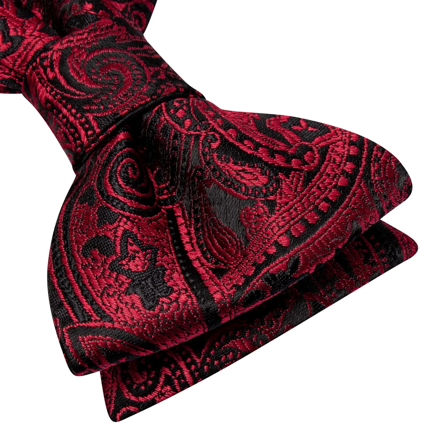 Ties2you Burgundy Paisley Bowtie Self-tie Wedding Bow Tie Pocket Square Cufflinks Set sold by Ties2You product image thumbnail 3