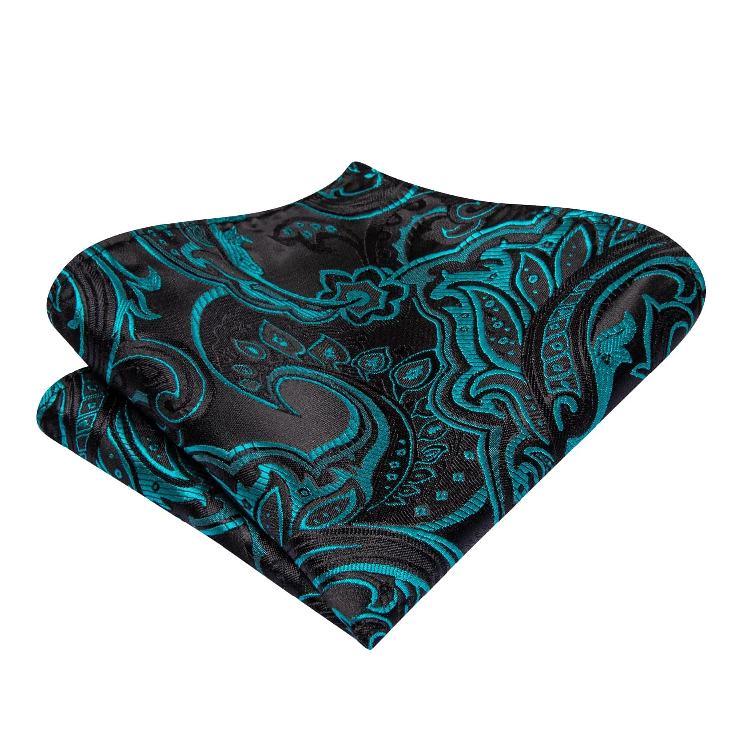 Ties2you Self-tie Bow Ties Teal Floral Black Tuxedo Bowtie Pocket Square Cufflinks Set sold by Ties2You product image thumbnail 4