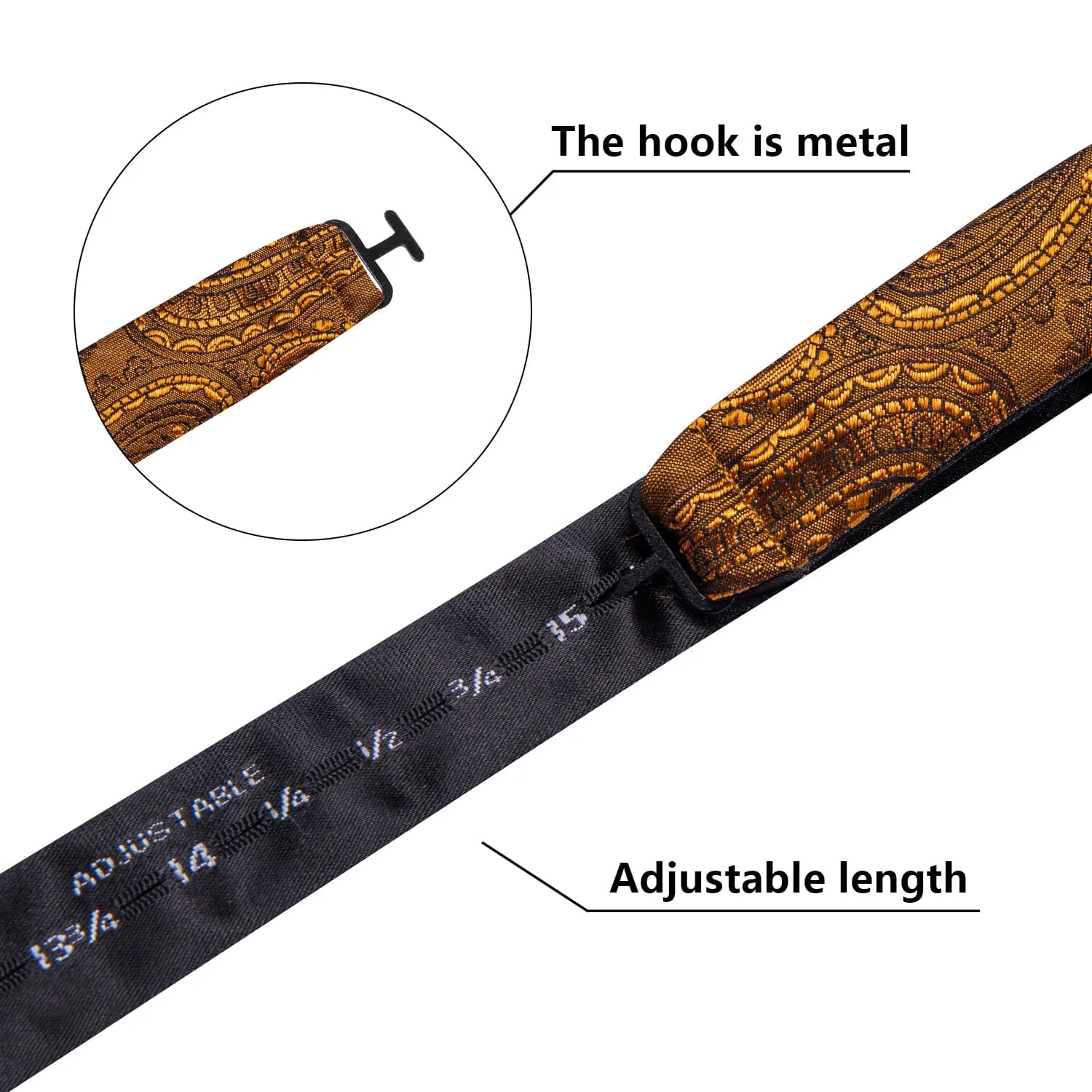 Ties2you Paisley Rust Tuxedo Bowtie Pre-tied Formal Bow Tie Pocket Square Cufflinks Set sold by Ties2You product image thumbnail 5