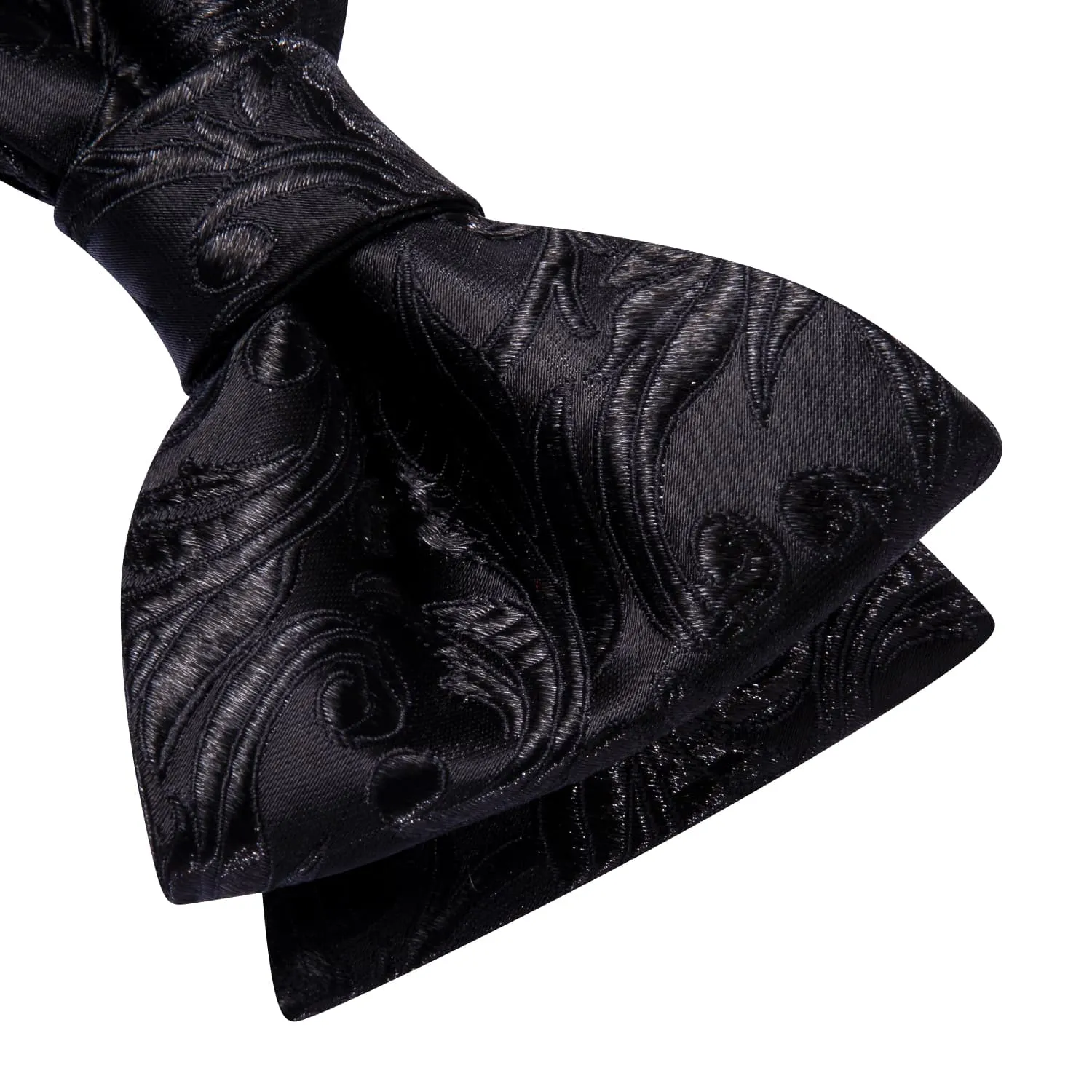 Ties2you Black Floral Tuxedo Bowtie Self-tie Wedding Bow Tie Handkerchief Cufflinks Set sold by Ties2You product image thumbnail 3