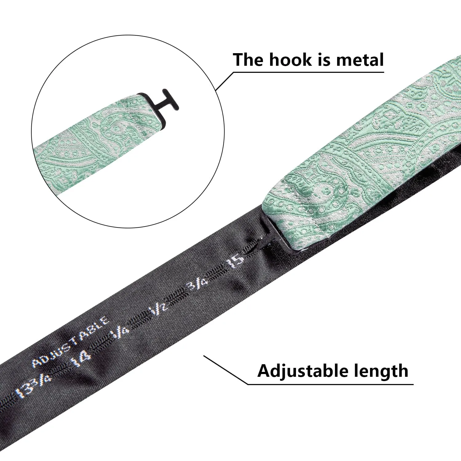 Ties2you Sage Green Floral Bow Tie Self-tie Tuxedo Bowtie Pocket Square Cufflinks Set sold by Ties2You product image thumbnail 5