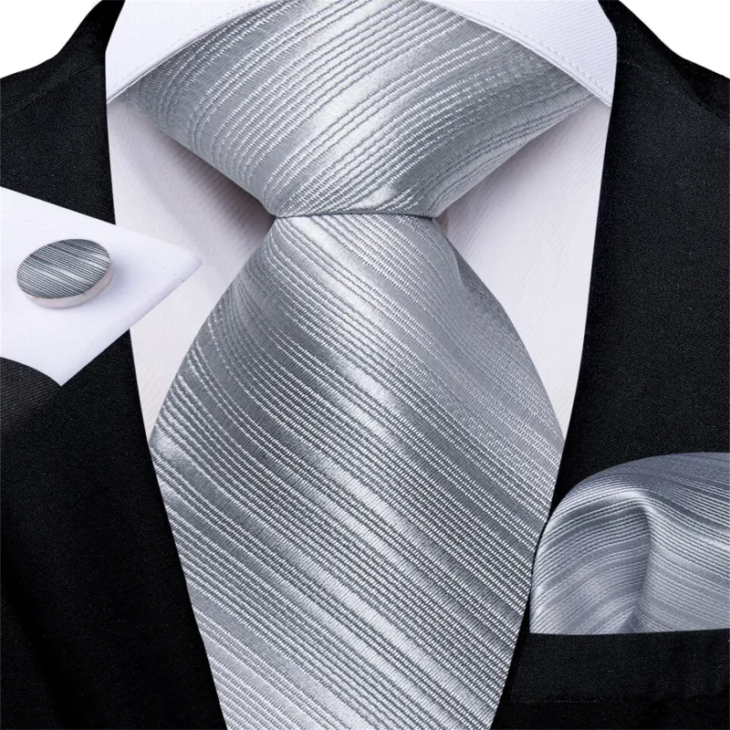 Ties2you Easy-pull Tie Gray Gradient Striped Men's Silk Tie Set sold by Ties2You