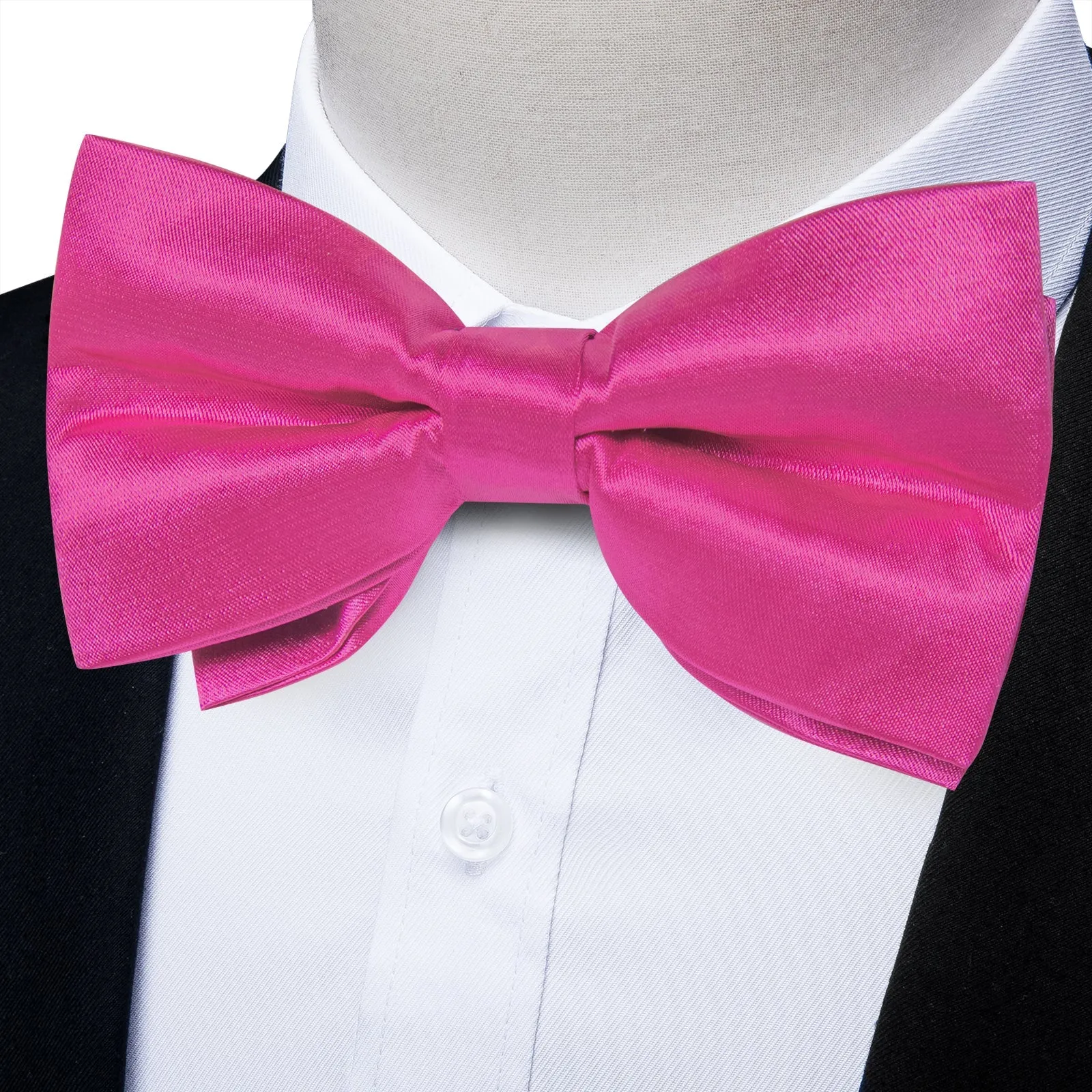 Ties2you Hot Pink Self-tie Tuxedo Bow Tie Solid Formal Bowtie Hanky Cufflinks Set for Men sold by Ties2You product image thumbnail 2