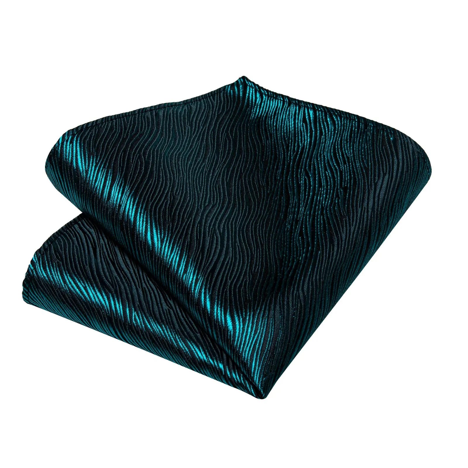 Ties2you Teal Blue Self-tie Tuxedo Bowtie Striped Bow Tie Handkerchief Cufflinks Set sold by Ties2You product image thumbnail 3