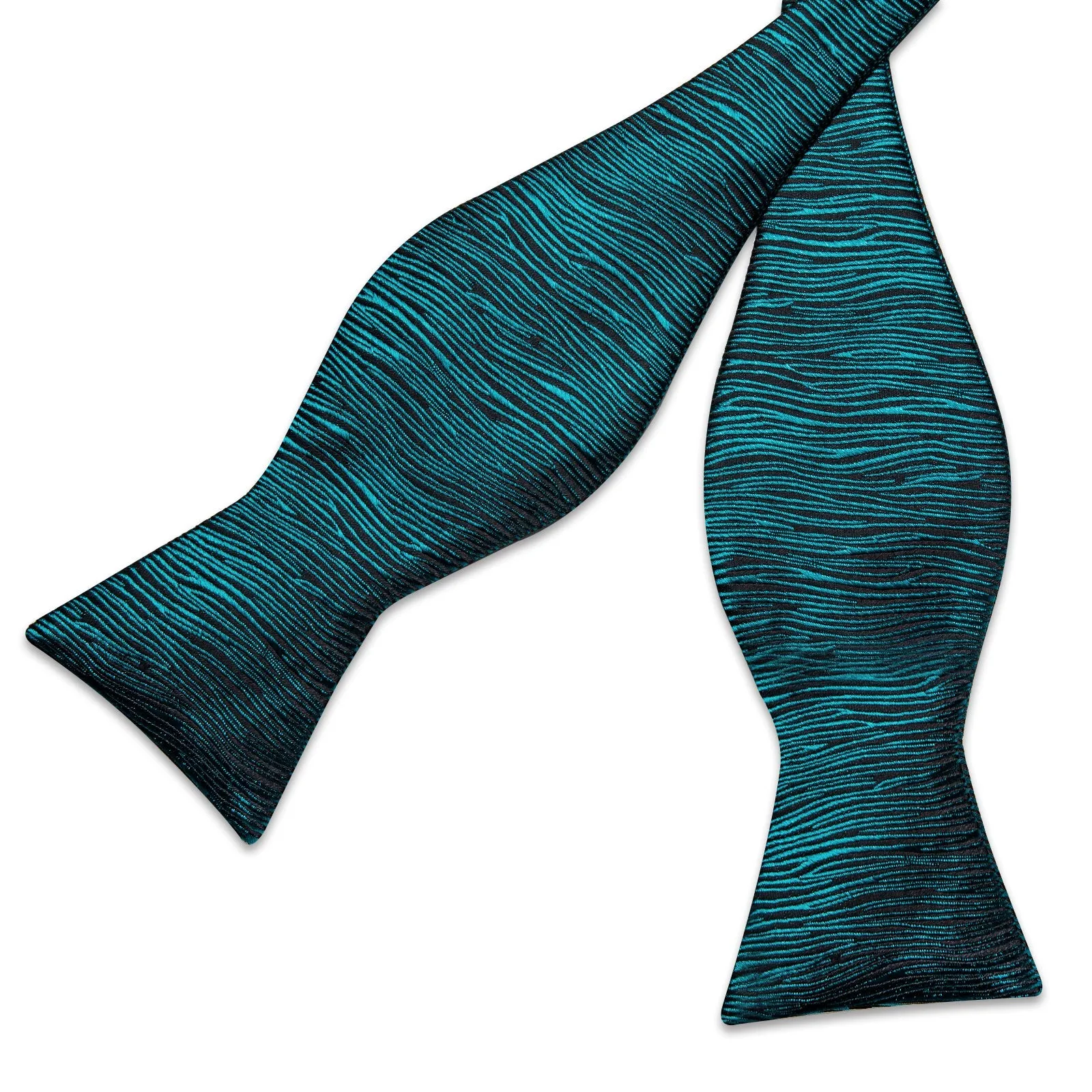 Ties2you Teal Blue Self-tie Tuxedo Bowtie Striped Bow Tie Handkerchief Cufflinks Set sold by Ties2You product image thumbnail 4