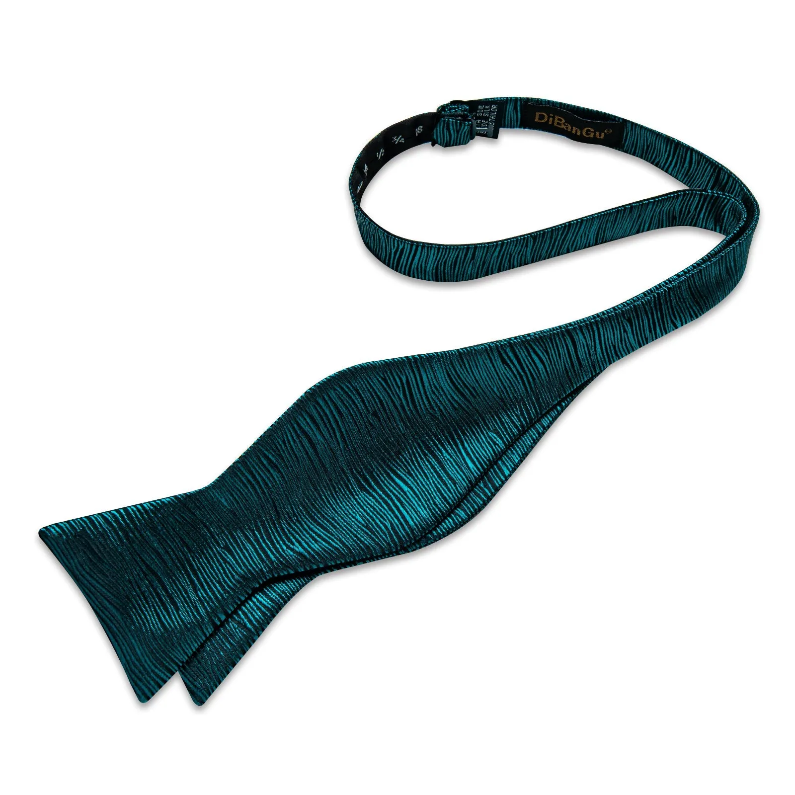 Ties2you Teal Blue Self-tie Tuxedo Bowtie Striped Bow Tie Handkerchief Cufflinks Set sold by Ties2You product image thumbnail 2