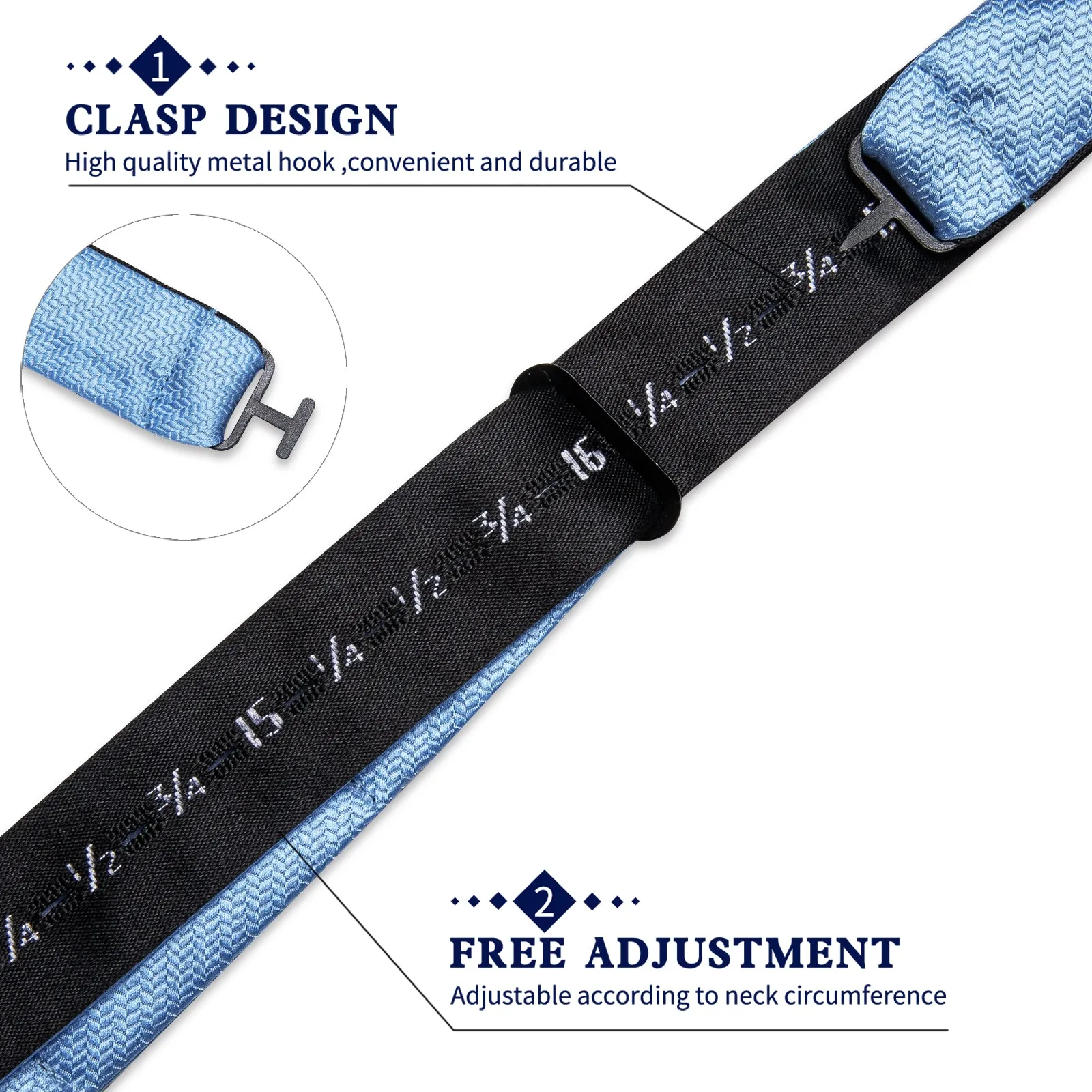 Ties2you Dusty Blue Self-tie Bowtie Solid Bow Tie Handkerchief Cufflinks Set sold by Ties2You product image thumbnail 5