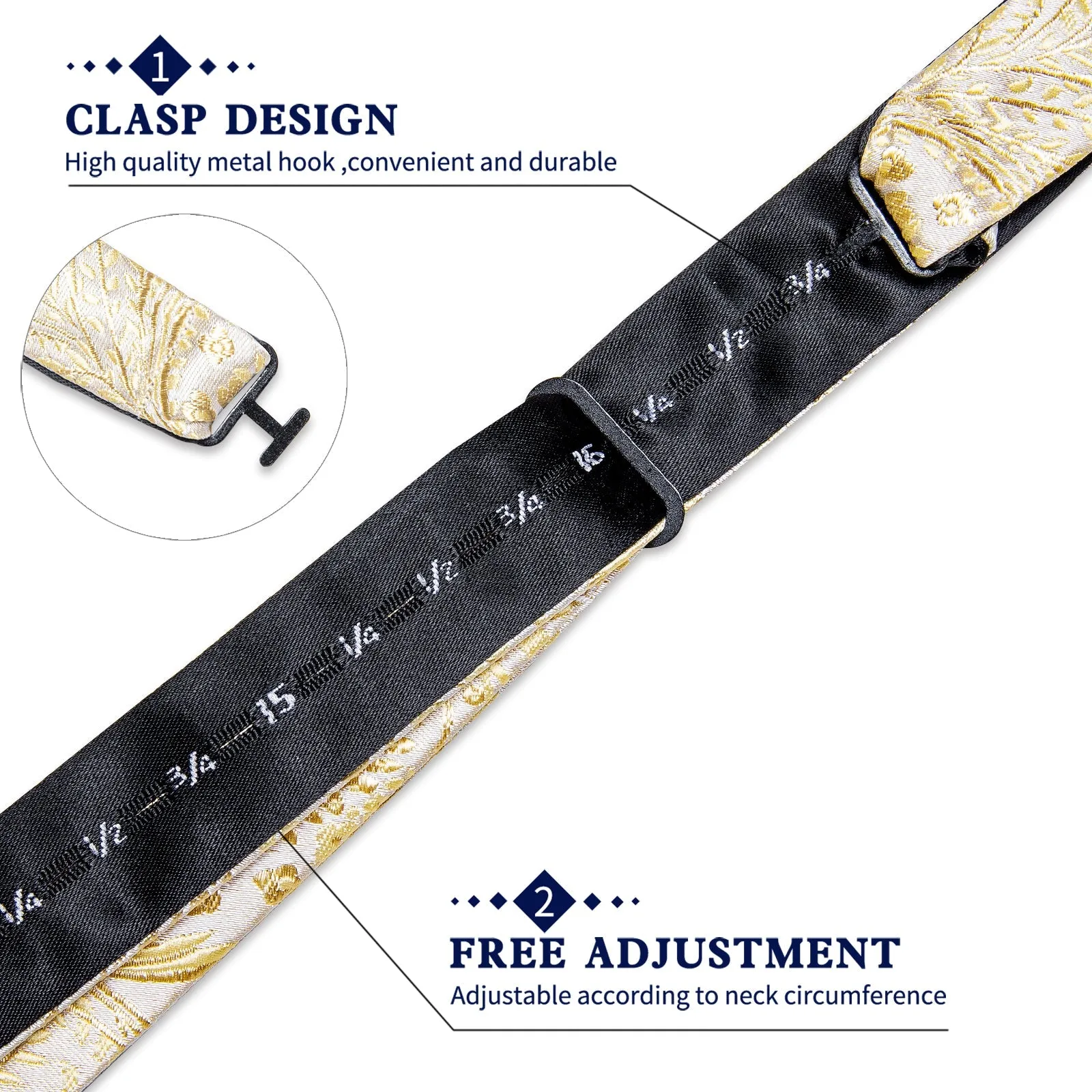 Ties2you Butter Floral Tuxedo Bowtie Self-tie Bow Tie Pocket Square Cufflinks Set sold by Ties2You product image thumbnail 5