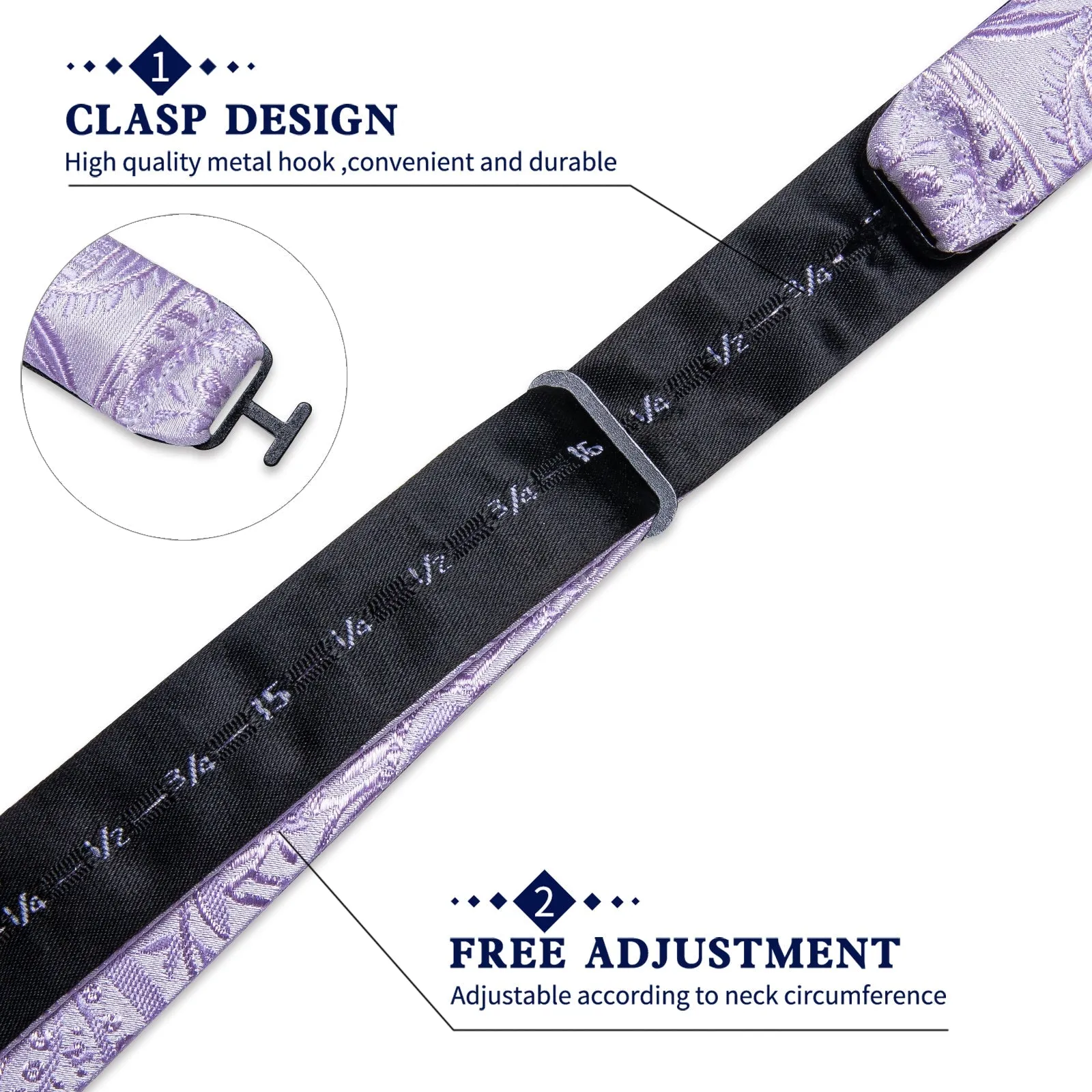 Ties2you Floral Lavender Bowtie Self-tie Bow Tie Wedding Pocket Square Cufflinks Set sold by Ties2You product image thumbnail 5