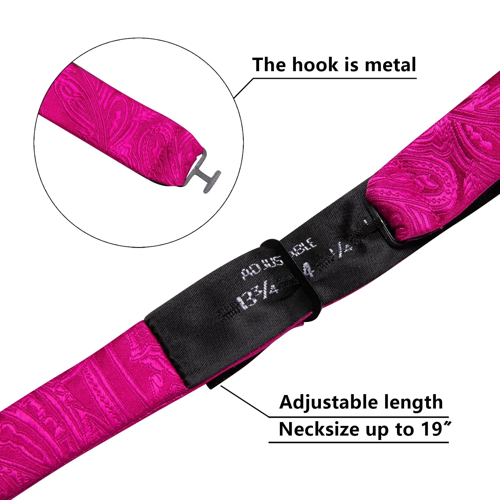 Ties2you Fuchsia Pink Bowtie Floral Self-tie Tuxedo Bow Tie Hanky Cufflinks Set for Men sold by Ties2You product image thumbnail 3