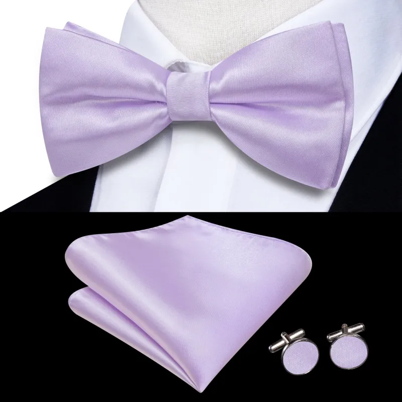 Ties2you Lavender Pre-tied Bowtie Solid Tuxedo Bow Tie Pocket Square Cufflinks Set sold by Ties2You