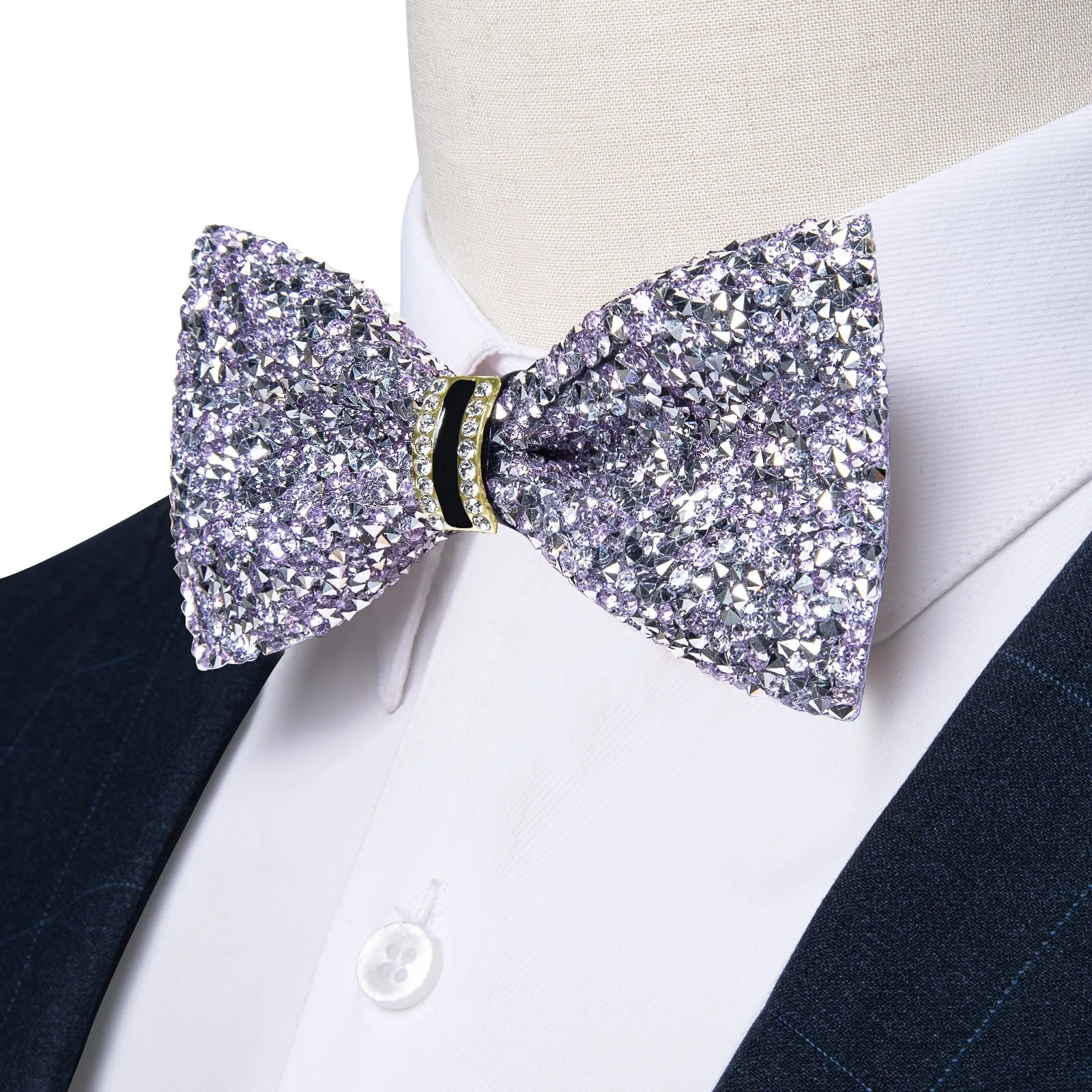 Ties2you Rhinestones Lavender Bow Tie Pre-Tied Wedding Party Tuxedo Bowtie for Men sold by Ties2You product image thumbnail 2