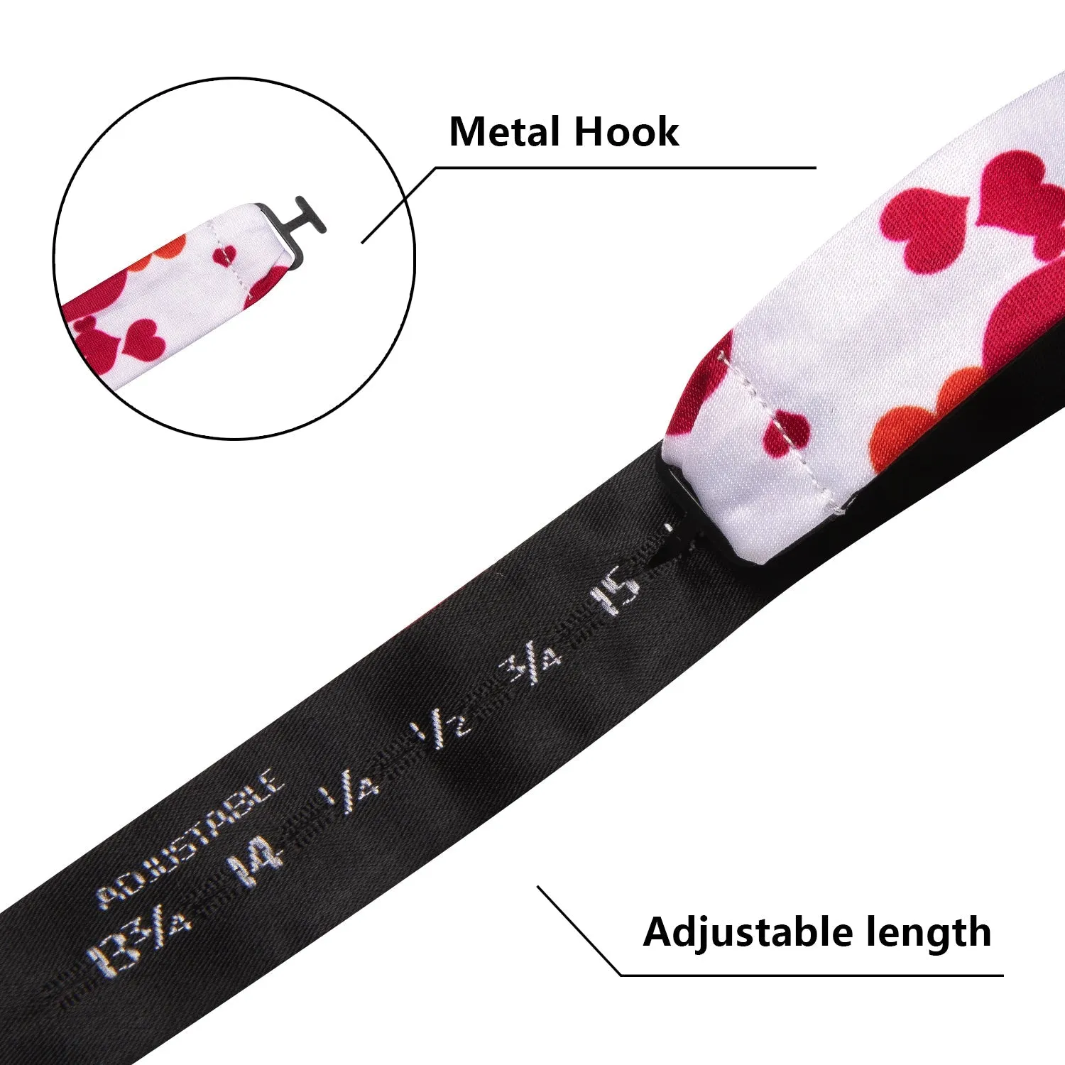 Ties2you Red Heart Self-tie Tuxedo Bowtie White Bow Tie Pocket Square Cufflinks Set sold by Ties2You product image thumbnail 5