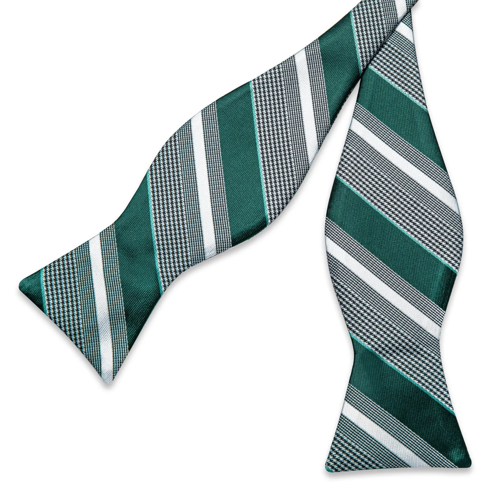 Ties2you Men's Striped Hunter Green Bowtie Self-tie Bow Tie Handkerchief Cufflinks Set sold by Ties2You product image thumbnail 4