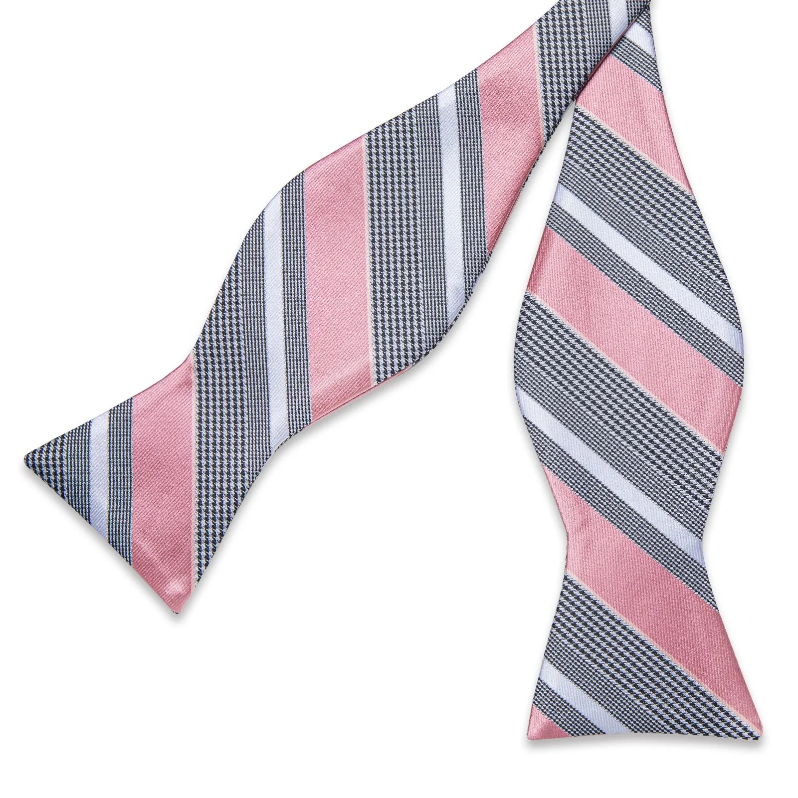 Ties2you Striped Pink Tuxedo Bowtie Self-tie Formal Grey Bow Tie Hanky Cufflinks Set sold by Ties2You product image thumbnail 4