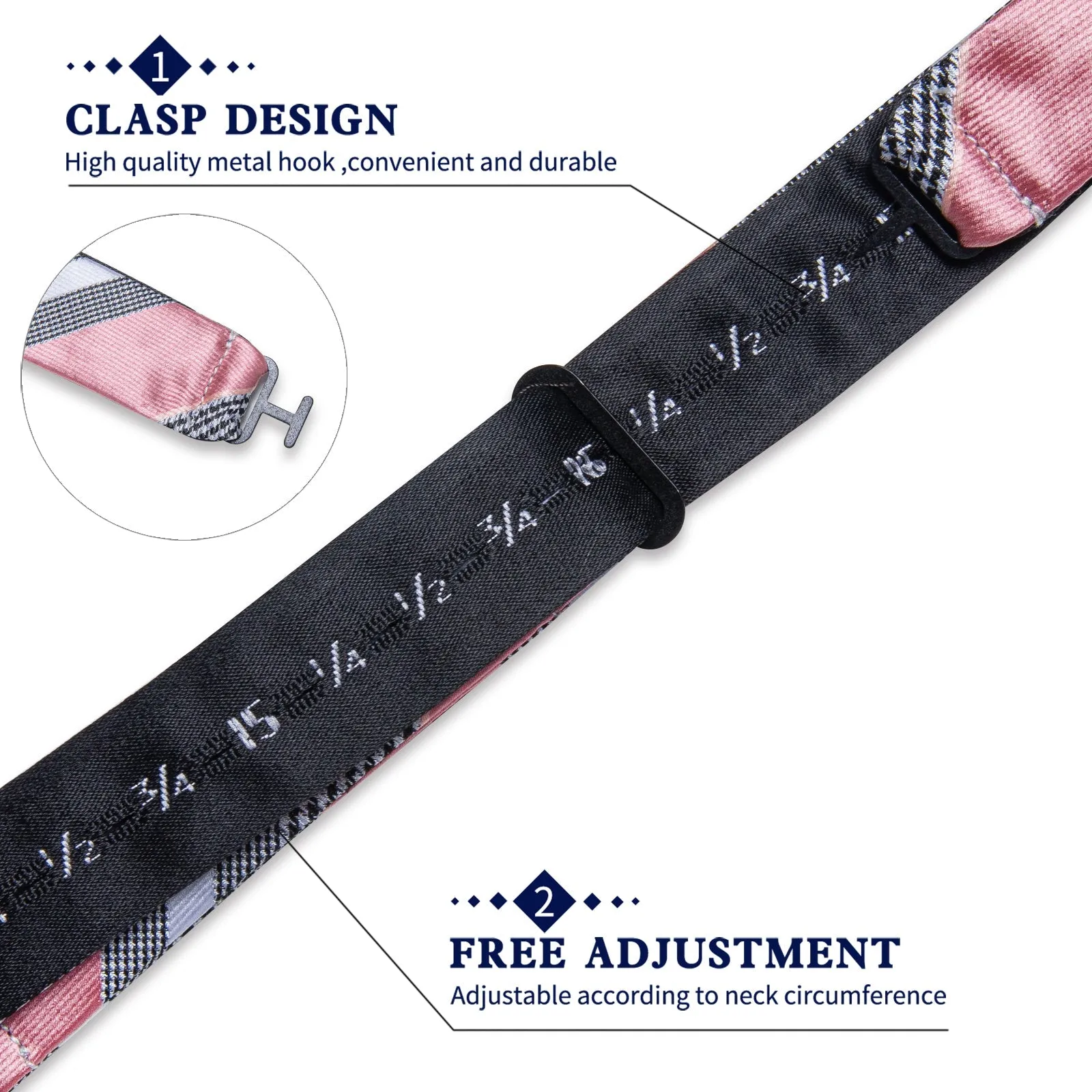 Ties2you Striped Pink Tuxedo Bowtie Self-tie Formal Grey Bow Tie Hanky Cufflinks Set sold by Ties2You product image thumbnail 5