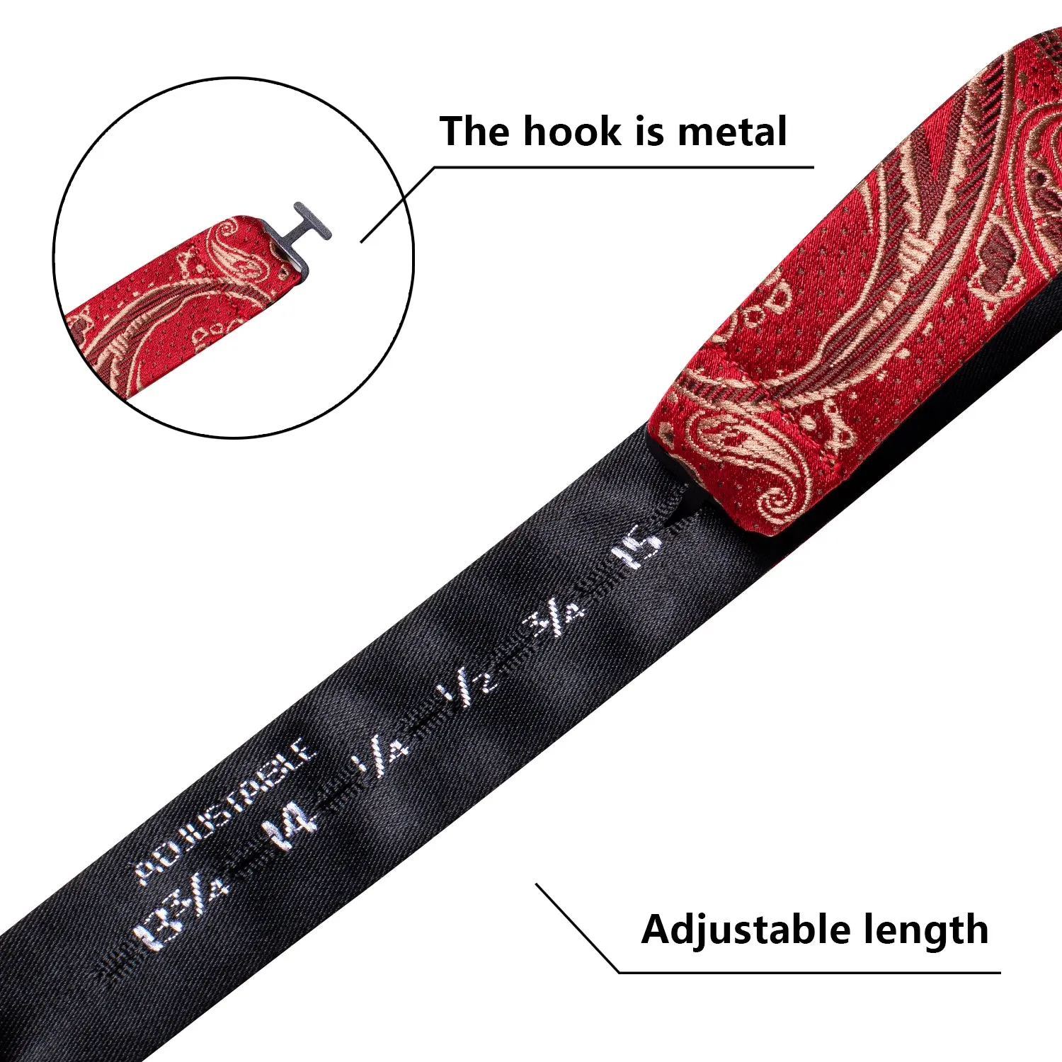 Ties2you Red Paisley Bowtie Self-tie Casual Bow Tie Pocket Square Cufflinks Set sold by Ties2You product image thumbnail 5