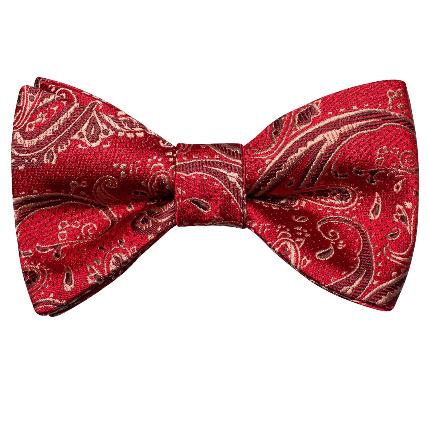 Ties2you Red Paisley Bowtie Self-tie Casual Bow Tie Pocket Square Cufflinks Set sold by Ties2You product image thumbnail 3