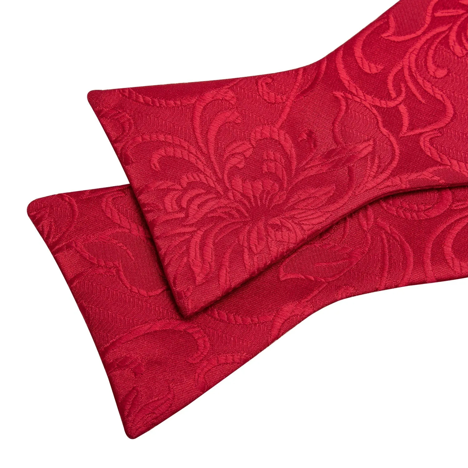 Ties2you Floral Red Tuxedo Bowtie Self-tie Bow Tie Pocket Square Cufflinks Set sold by Ties2You product image thumbnail 4