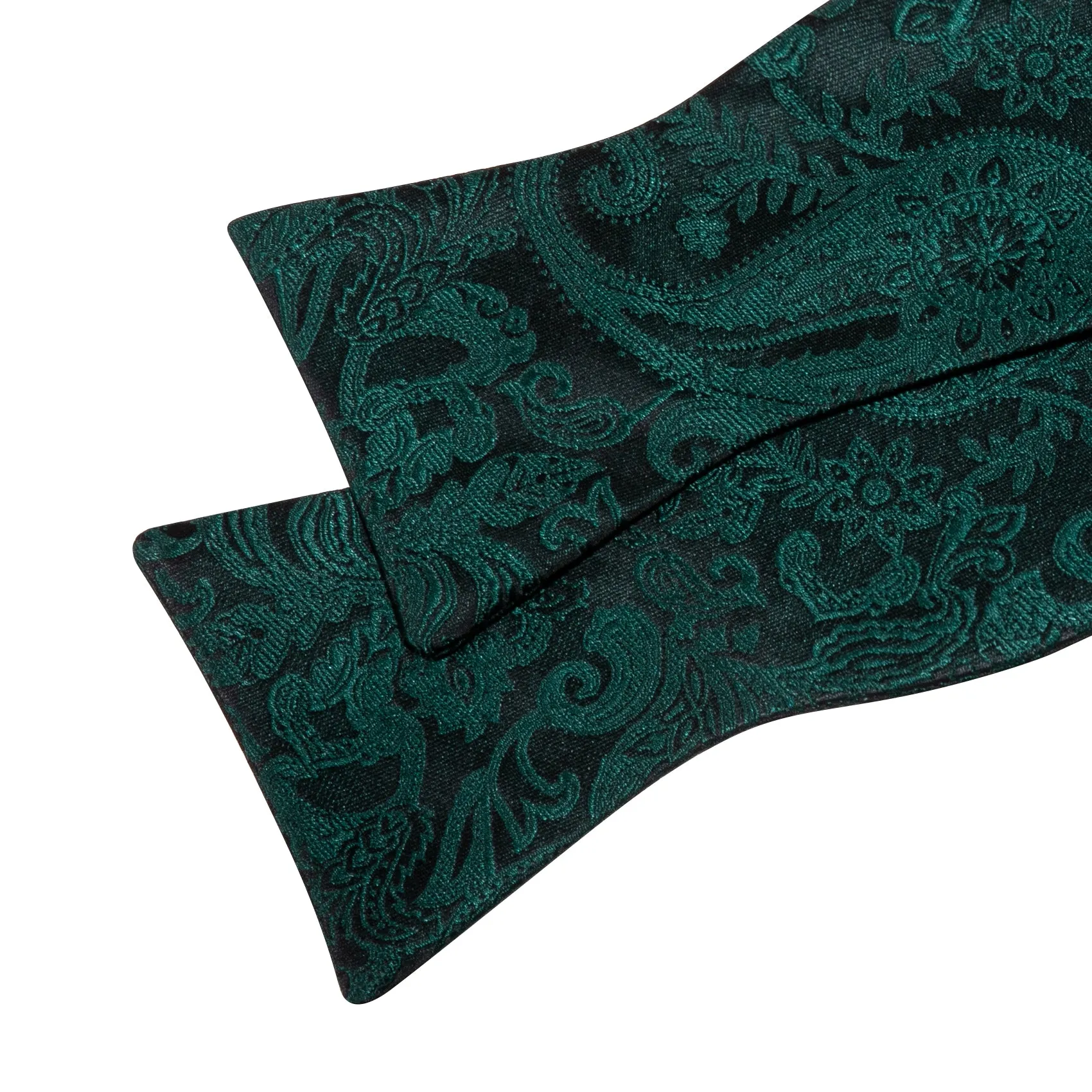 Ties2you Paisley Hunter Green Bowtie Self-tie Bow Tie Pocket Square Cufflinks Set sold by Ties2You product image thumbnail 5