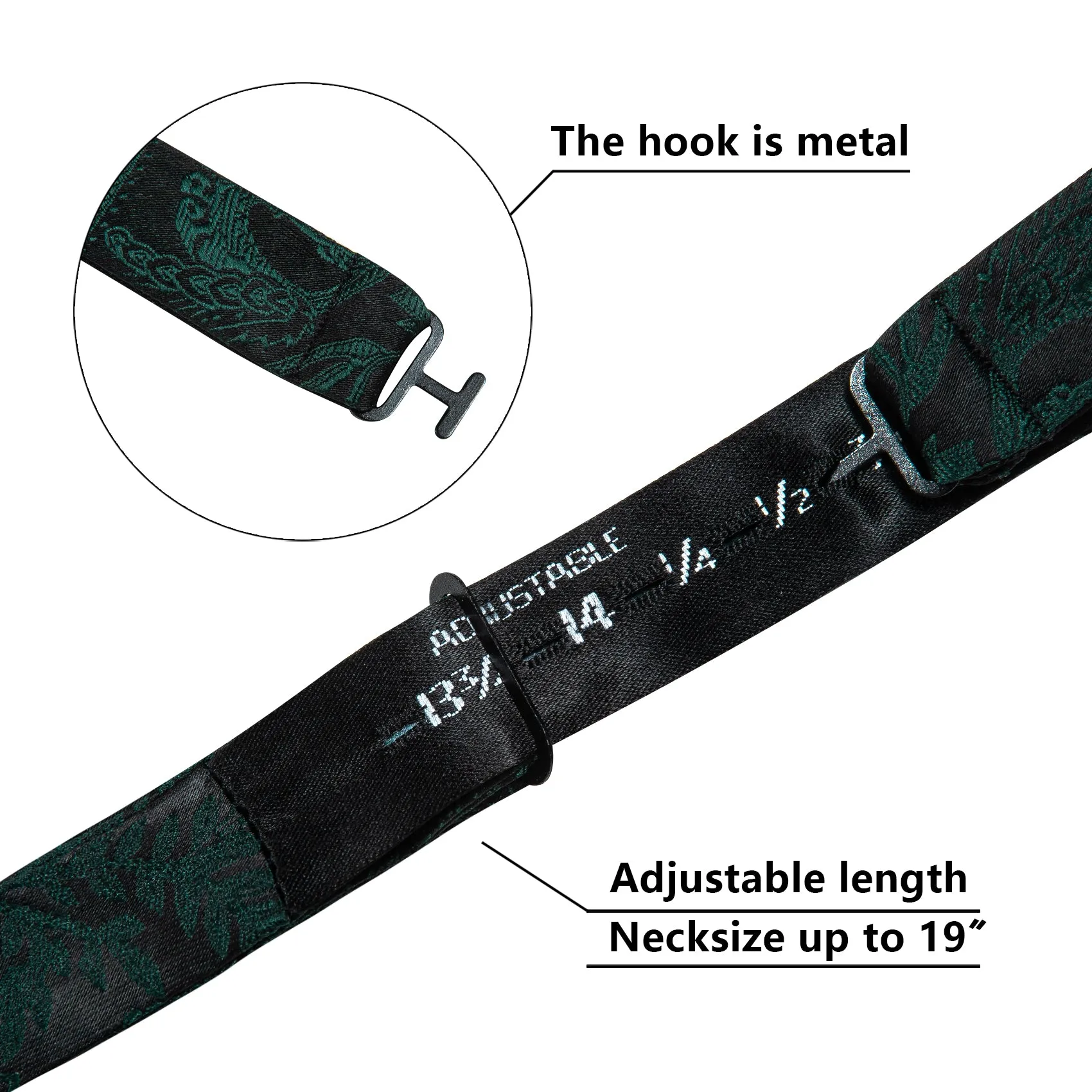 Ties2you Paisley Hunter Green Bowtie Self-tie Bow Tie Pocket Square Cufflinks Set sold by Ties2You product image thumbnail 3