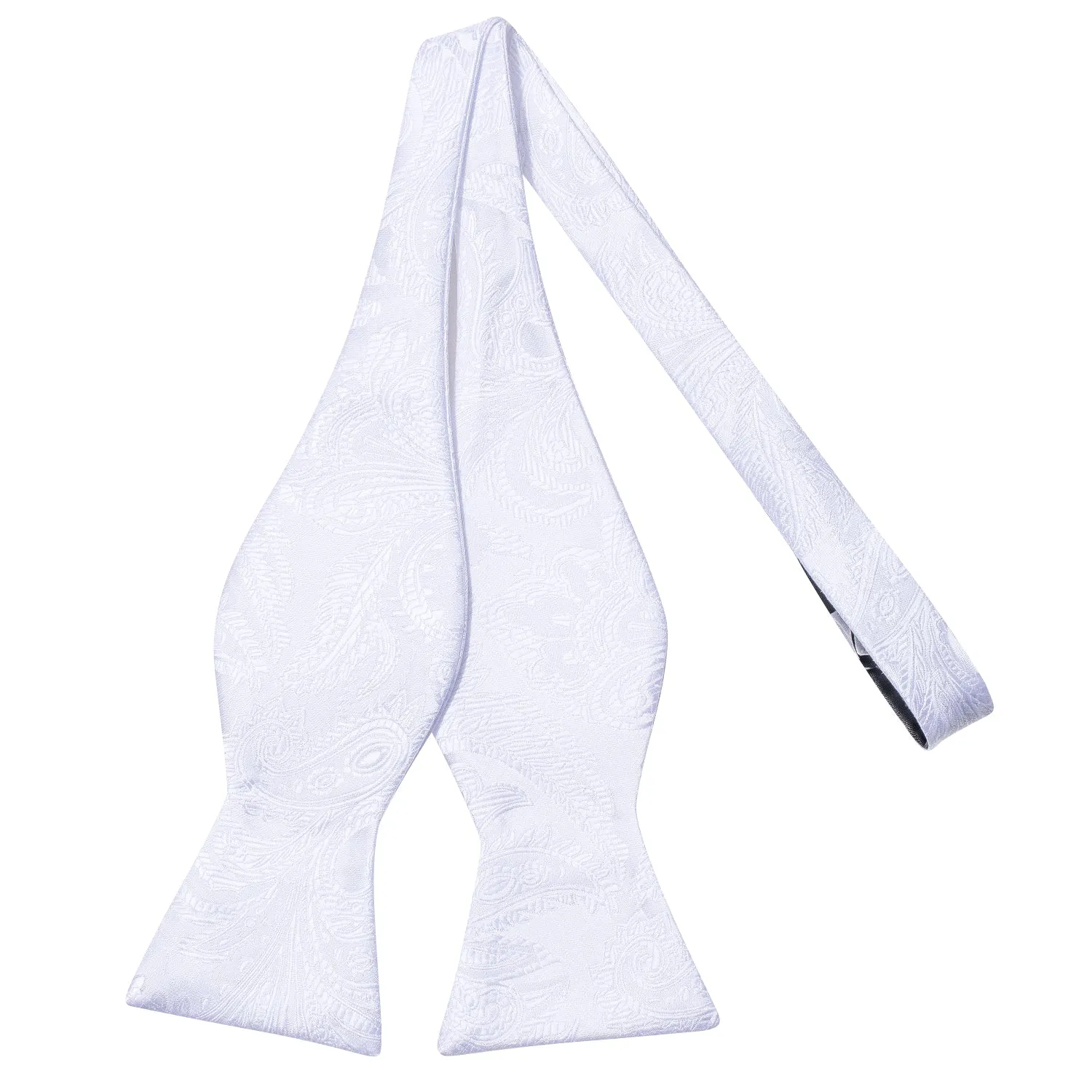 Ties2you White Self-tie Tuxedo Bowtie Solid Bow Tie Pocket Square Cufflinks Set sold by Ties2You product image thumbnail 5