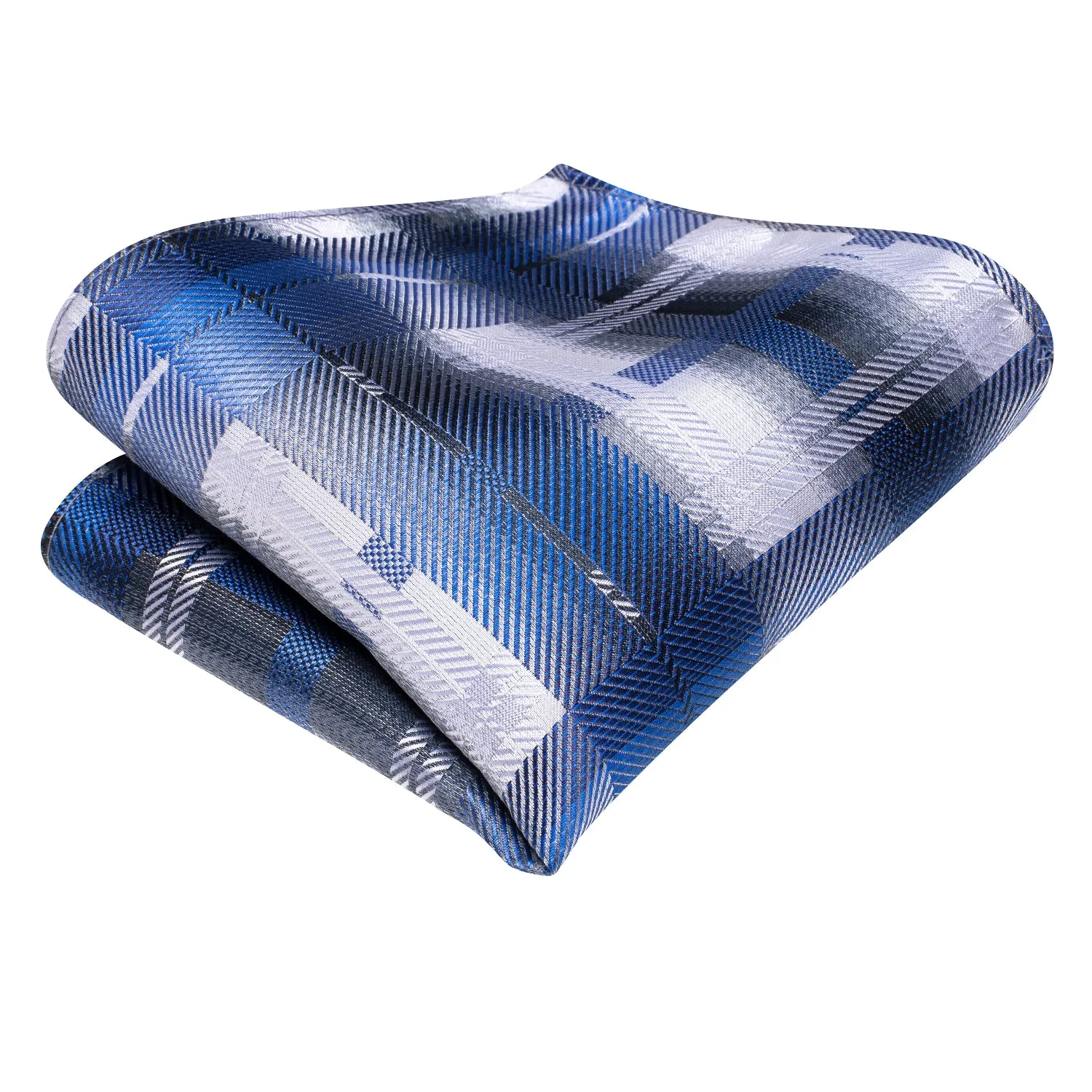 Blue Grey Plaid Men's Tie Handkerchief Cufflinks Set sold by Ties2You product image thumbnail 5