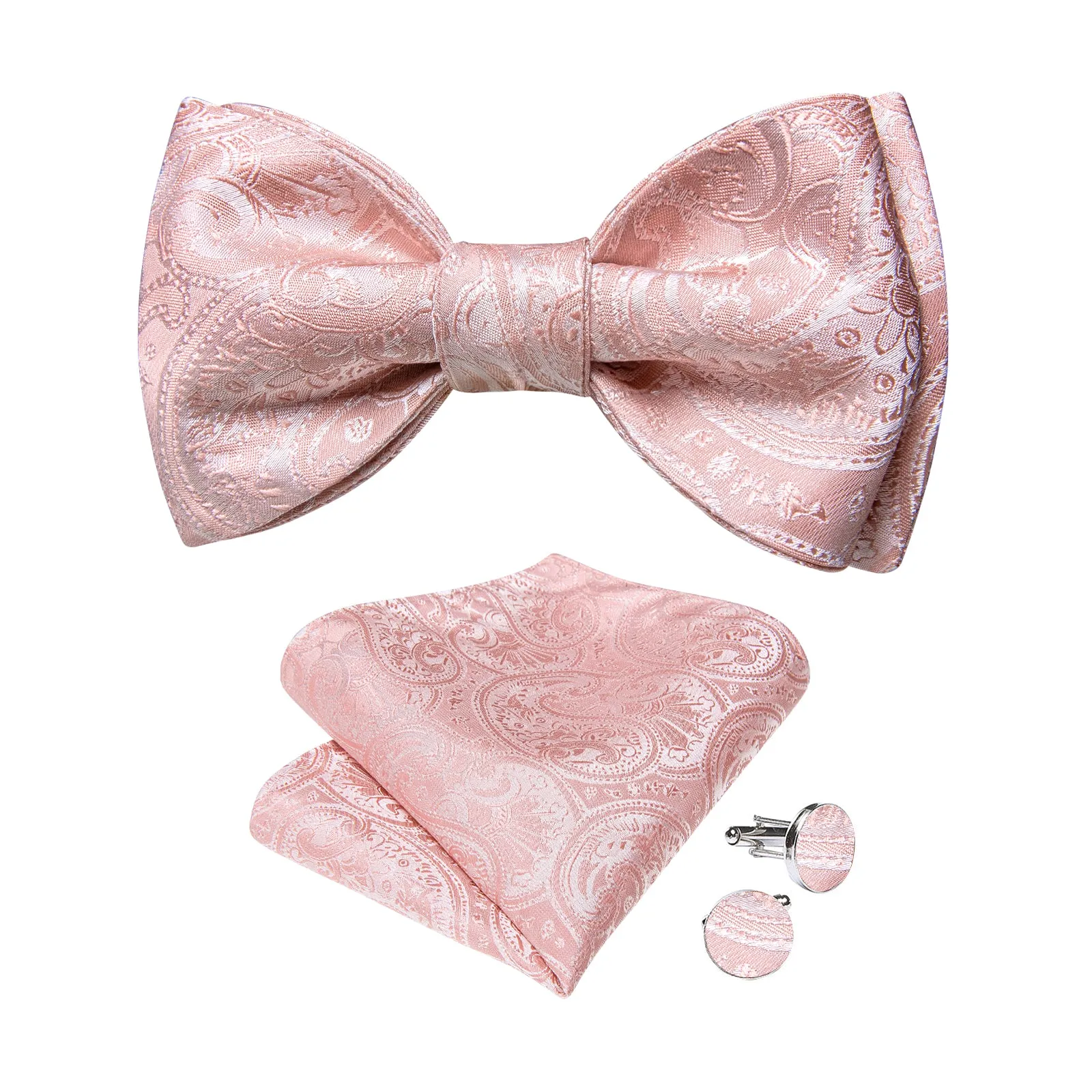 Ties2you Blush Floral Tuxedo Bowtie Self-tie Wedding Bow Tie Hanky Cufflinks Set sold by Ties2You product image thumbnail 2