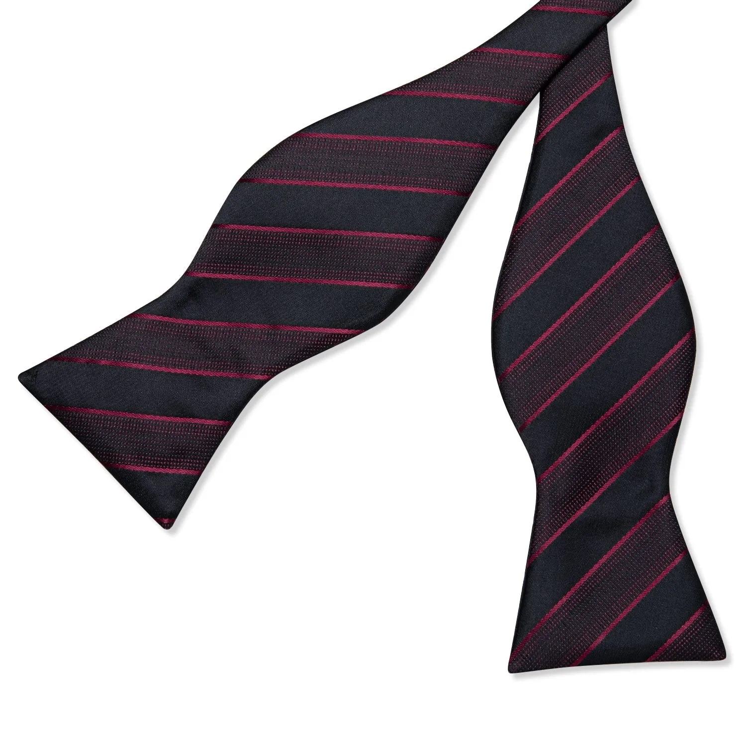 Ties2you Striped Black Self-tie Business Bow Tie Hanky Cufflinks Set with Lapel Pin sold by Ties2You product image thumbnail 3